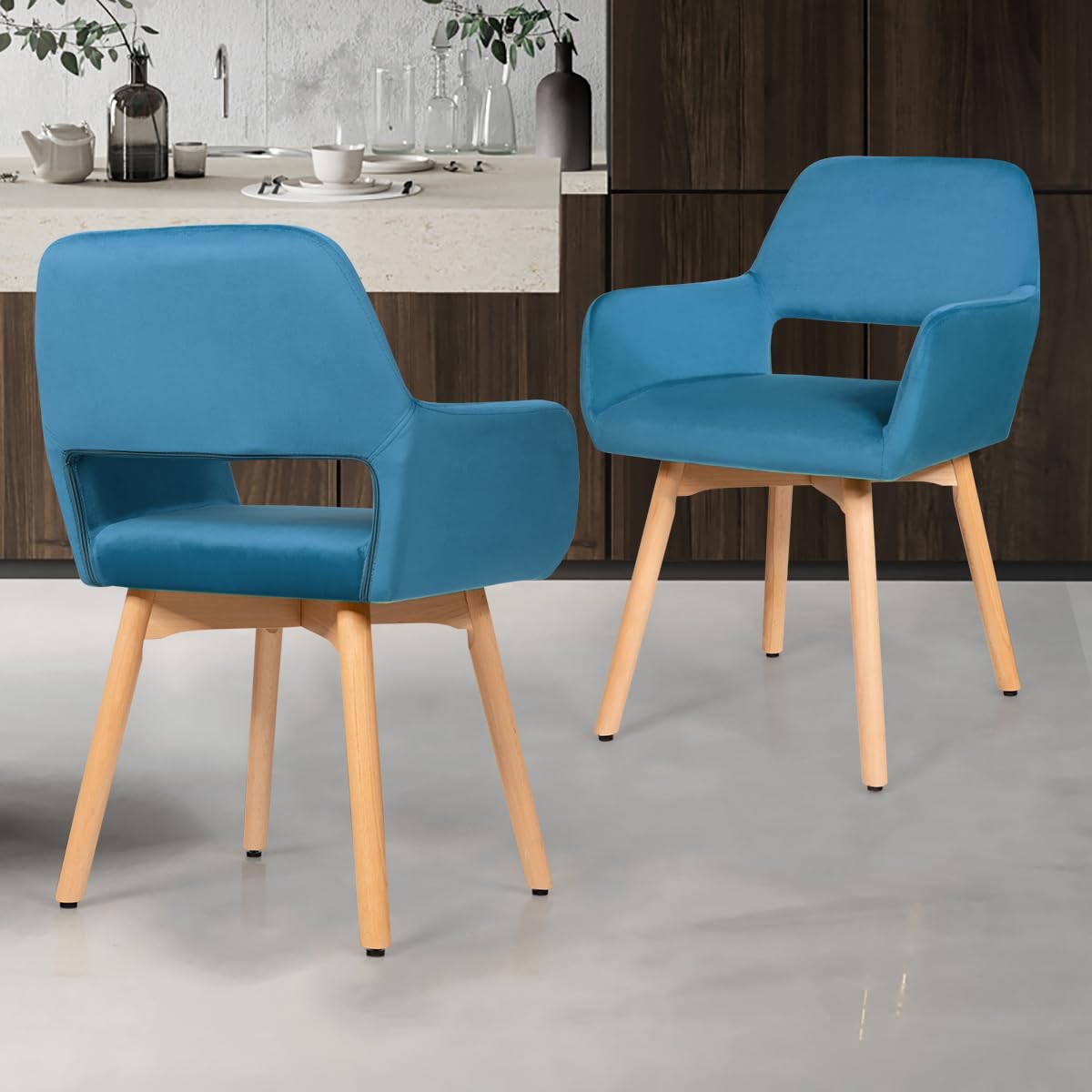 Set of 2/4 Velvet Dining Chairs, Modern Leisure Accent Living Room Chair