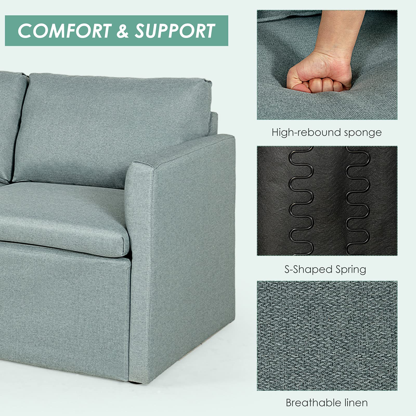 Modern L-Shaped Convertible Sectional Sofa Couch with Reversible Chaise