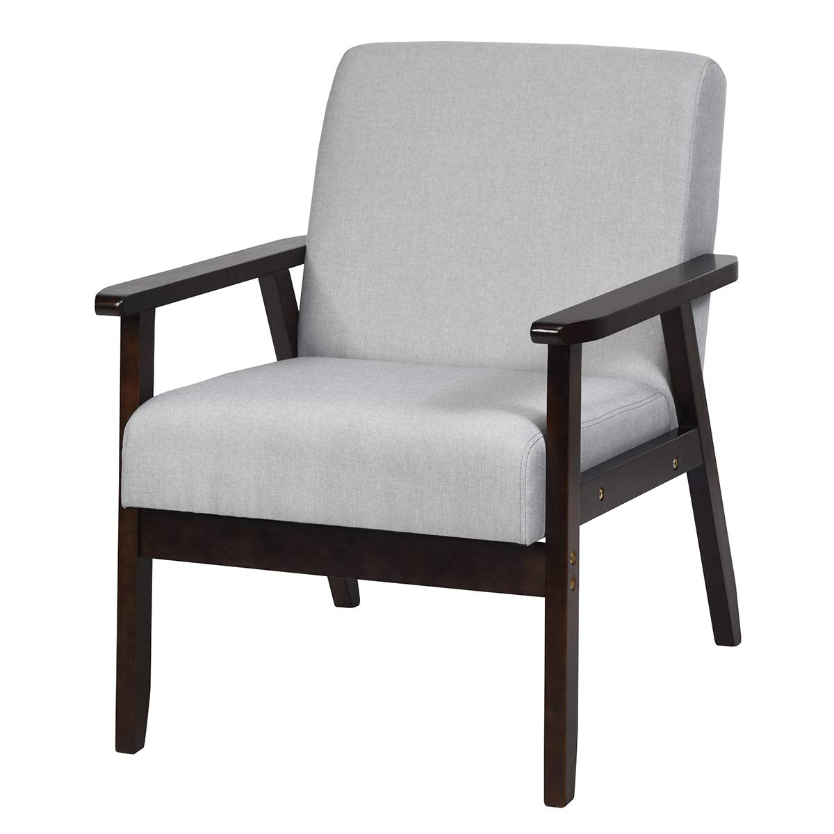 Solid Hardwood Made Mid-Century Modern Accent Chair | Retro Fabric Armchair