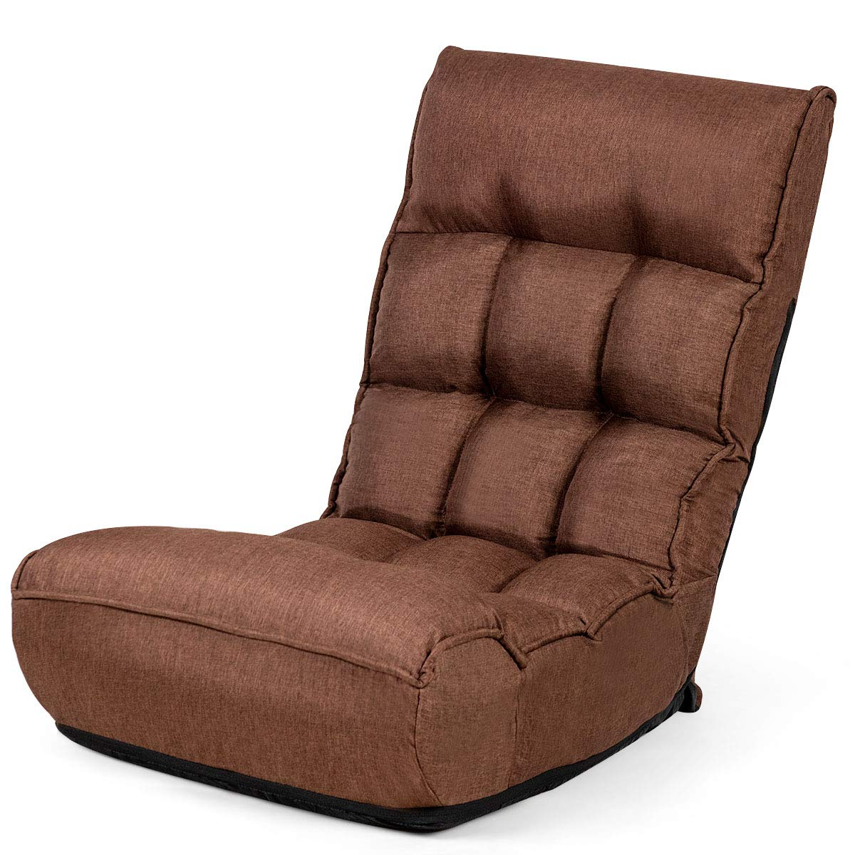 Folding Floor Gaming Chair with 4-Position Adjustable Back, 6-Position Adjustable Headrest, Side Pocket