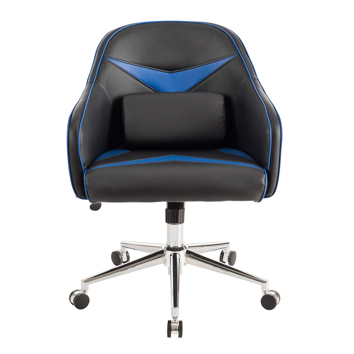 PU Leather Gaming Chair, Adjustable Height Mid-Back Armchair w/Massage Lumbar Pillow