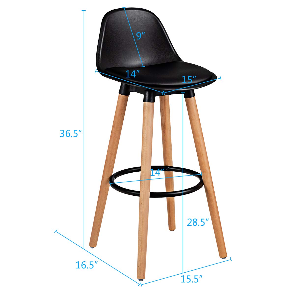 Bar Stools Set of 2/4, Modern Armless Kitchen Stool with Soft PU Leather Seat