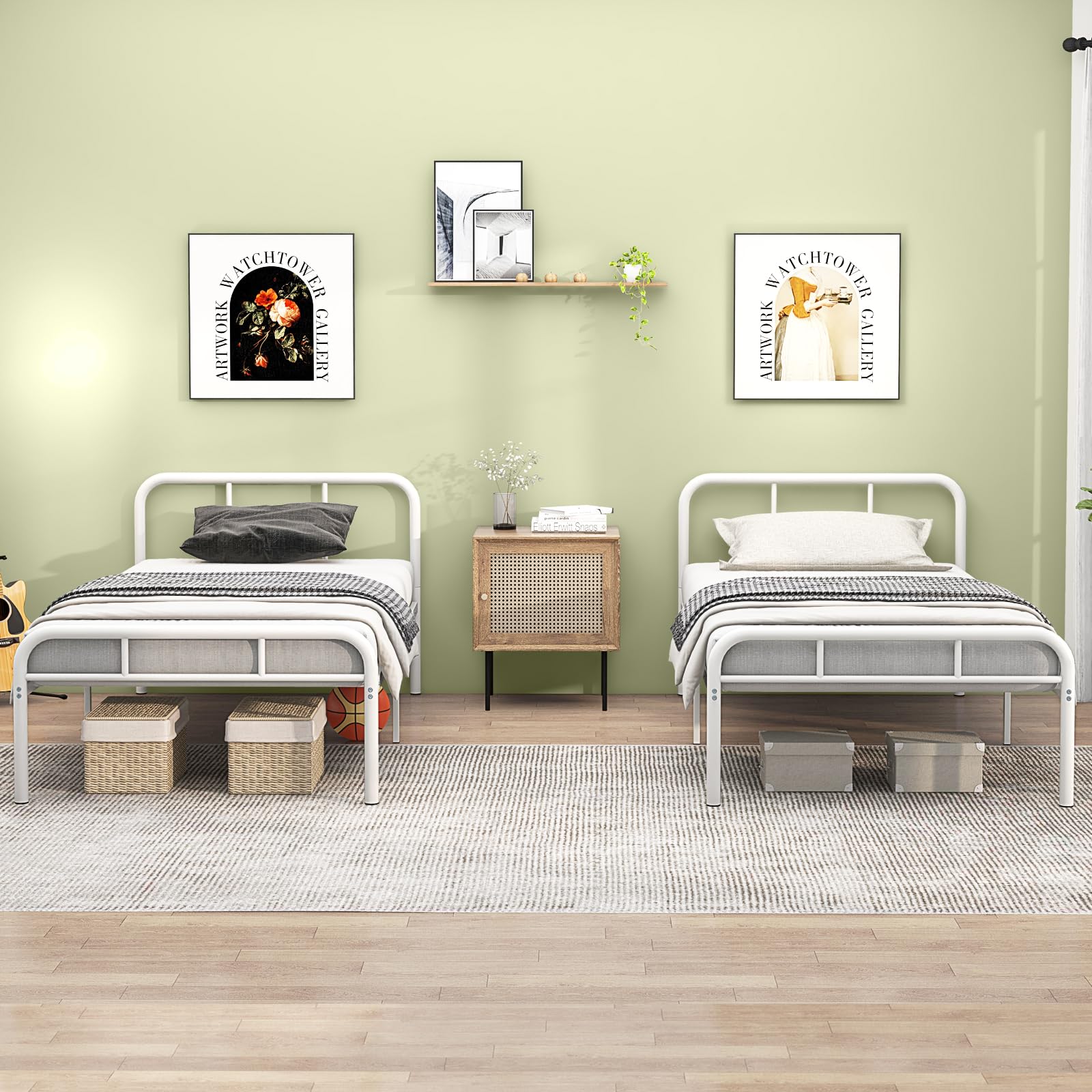 Metal Platform Bed Frame with Headboard & Footboard