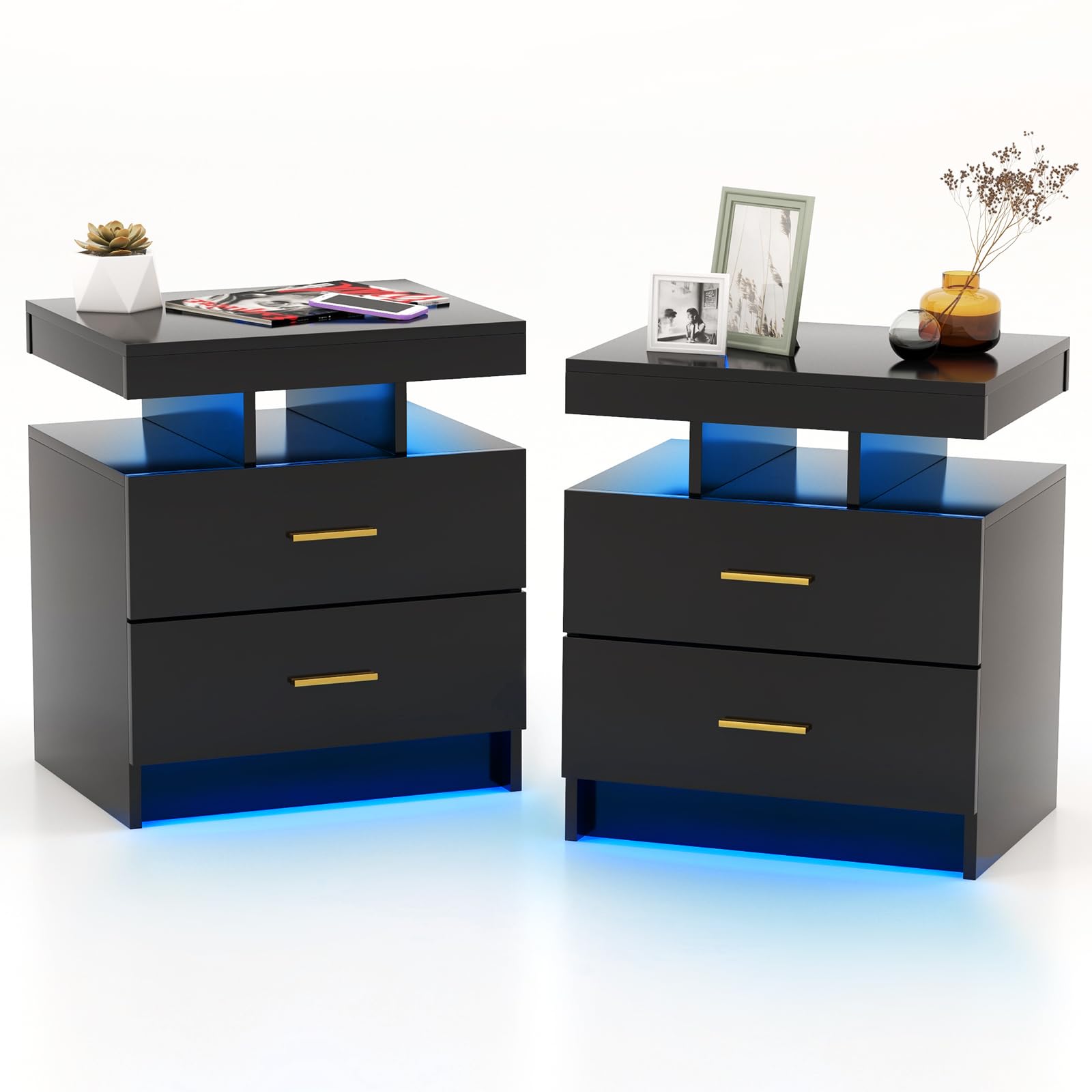 Modern Nightstand with LED Lights（1/2）