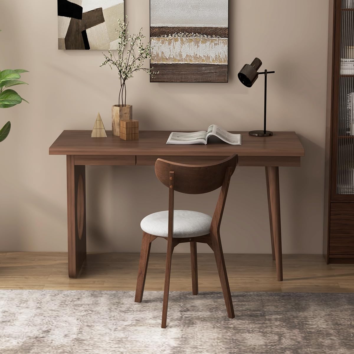 Dining Chairs Set of 2/4, Mid-Century Modern Kitchen & Dining Chairs with Curved Back and Cushioned Seat
