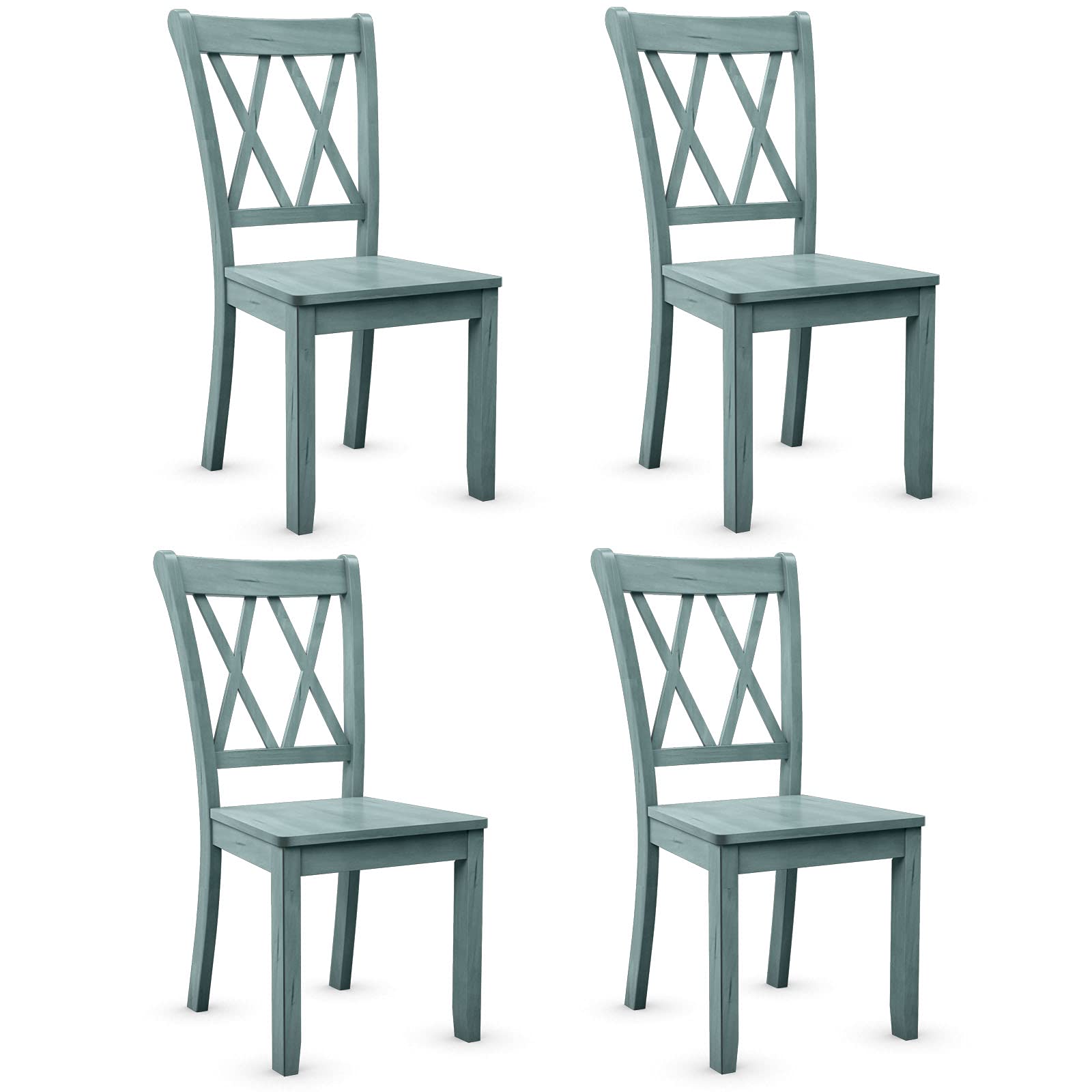 Set of 2/4 Dining Chairs, Rubber Wood Dining Room Chair, Farmhouse Dining Side Chairs