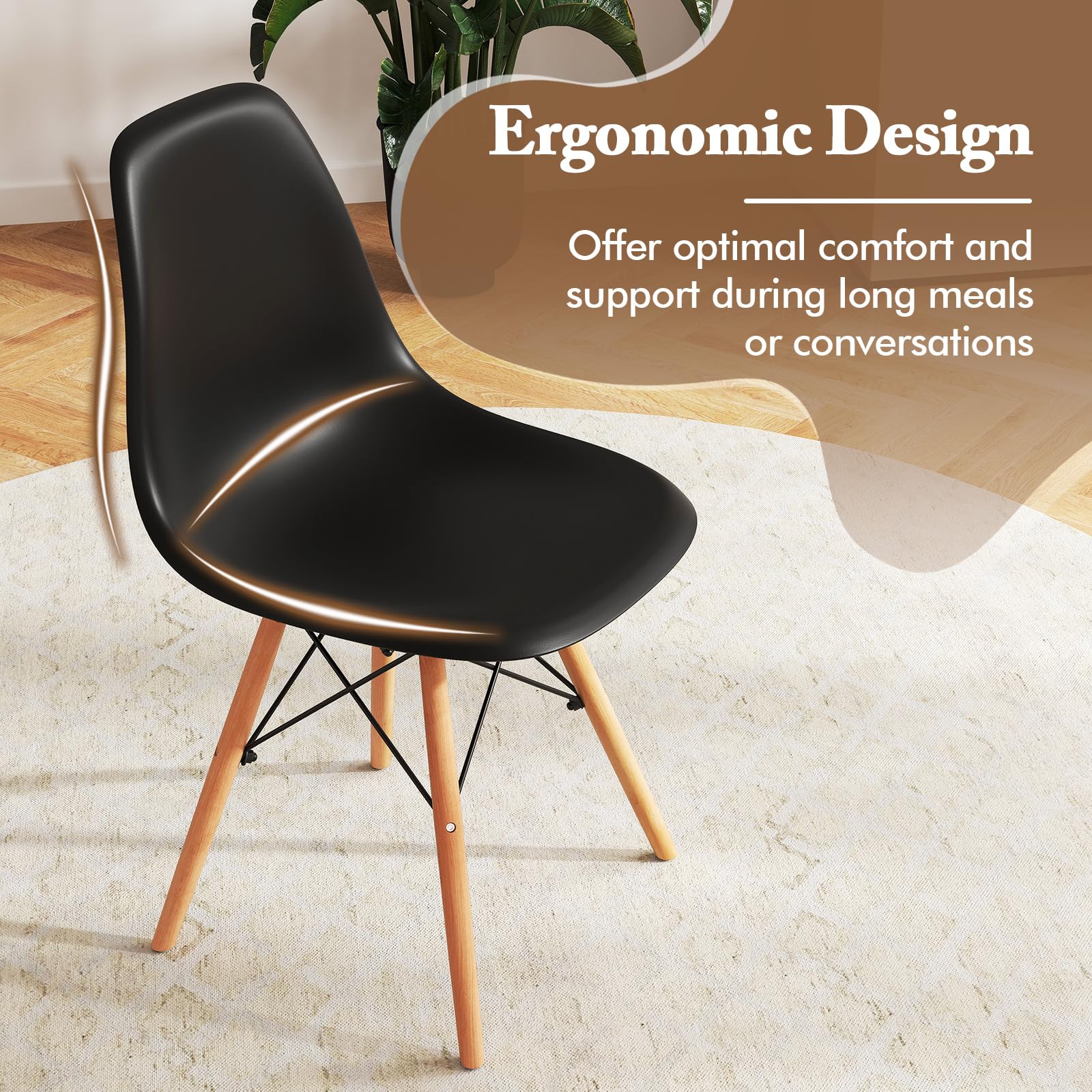 Round Dining Table Set for 4, Modern 31.5" D Dining Table & 4 Dining Chairs with Solid Wood Legs