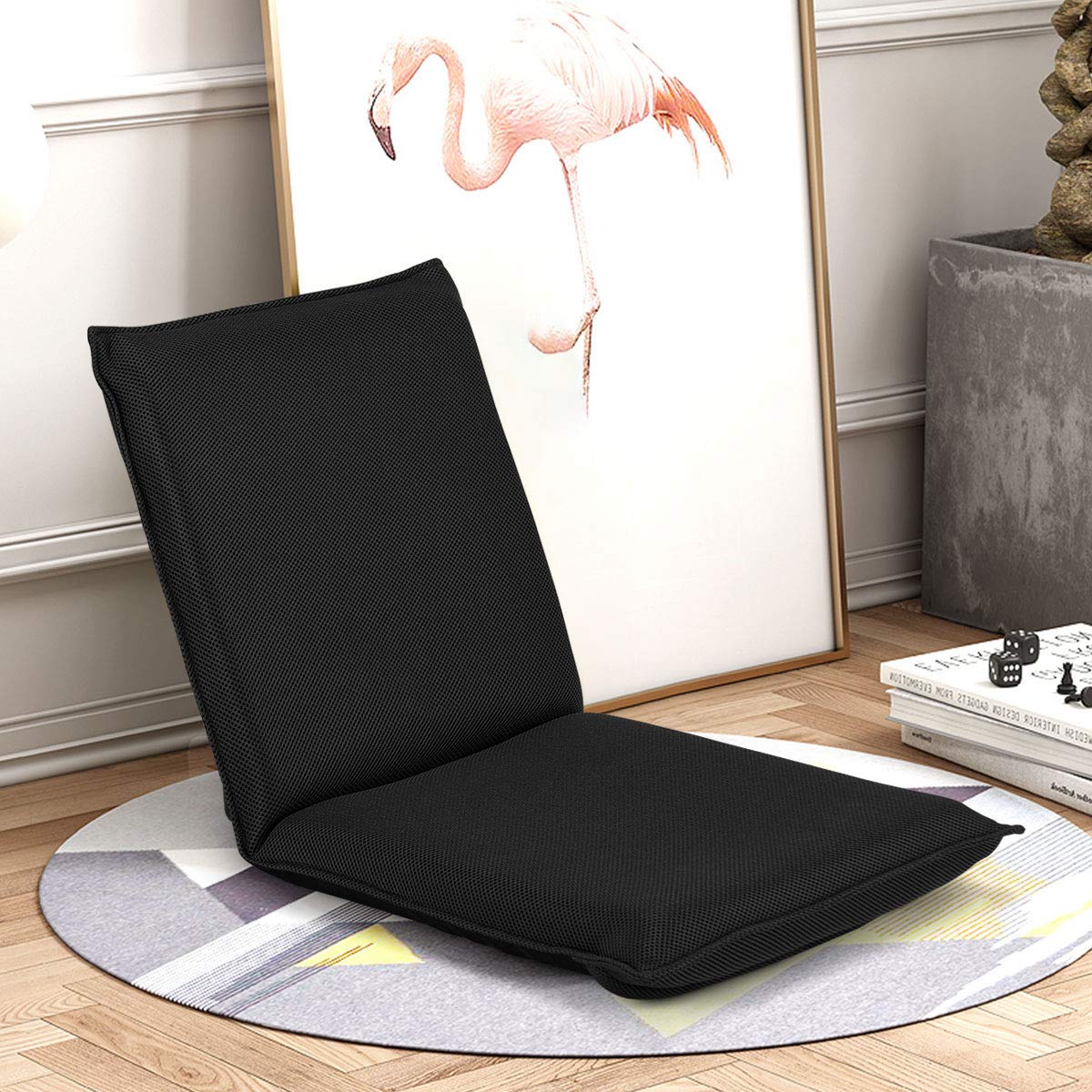 Adjustable Mesh Floor Sofa Chair, 6-Position Multi-Angle Padded Floor Chair for Gaming Reading Meditation