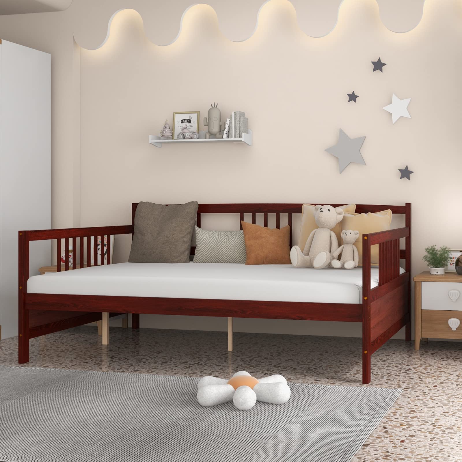 Full Size Wood Daybed with Wooden Slats Support