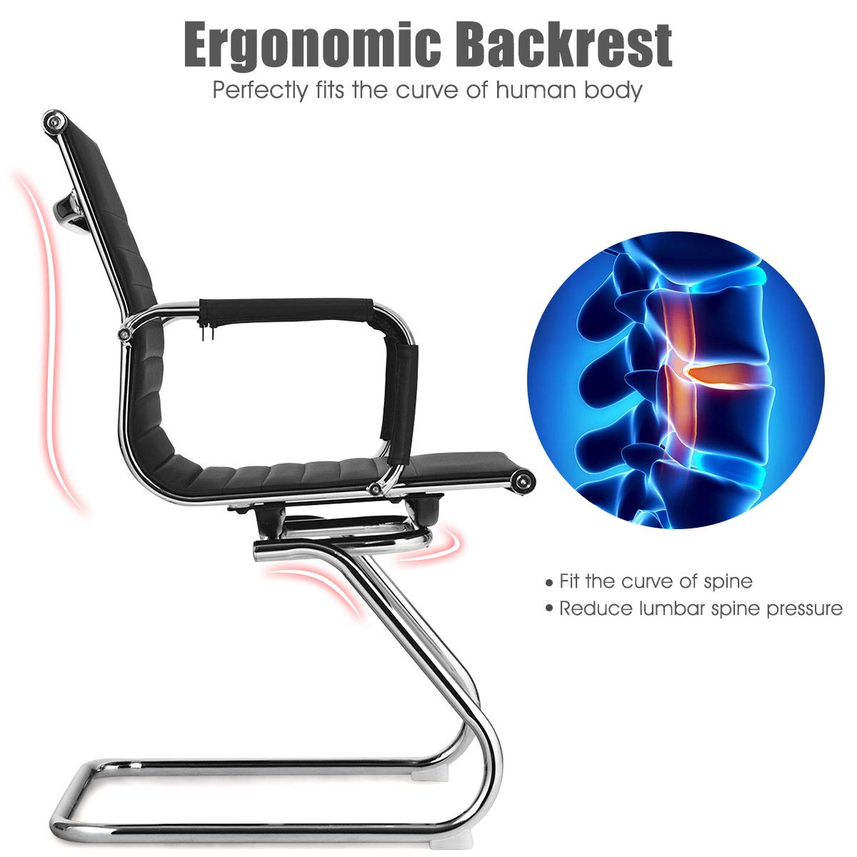 Office Reception Chairs- Guest Chairs, Conference Chair with Arm, Anti-Slip Foot Pads