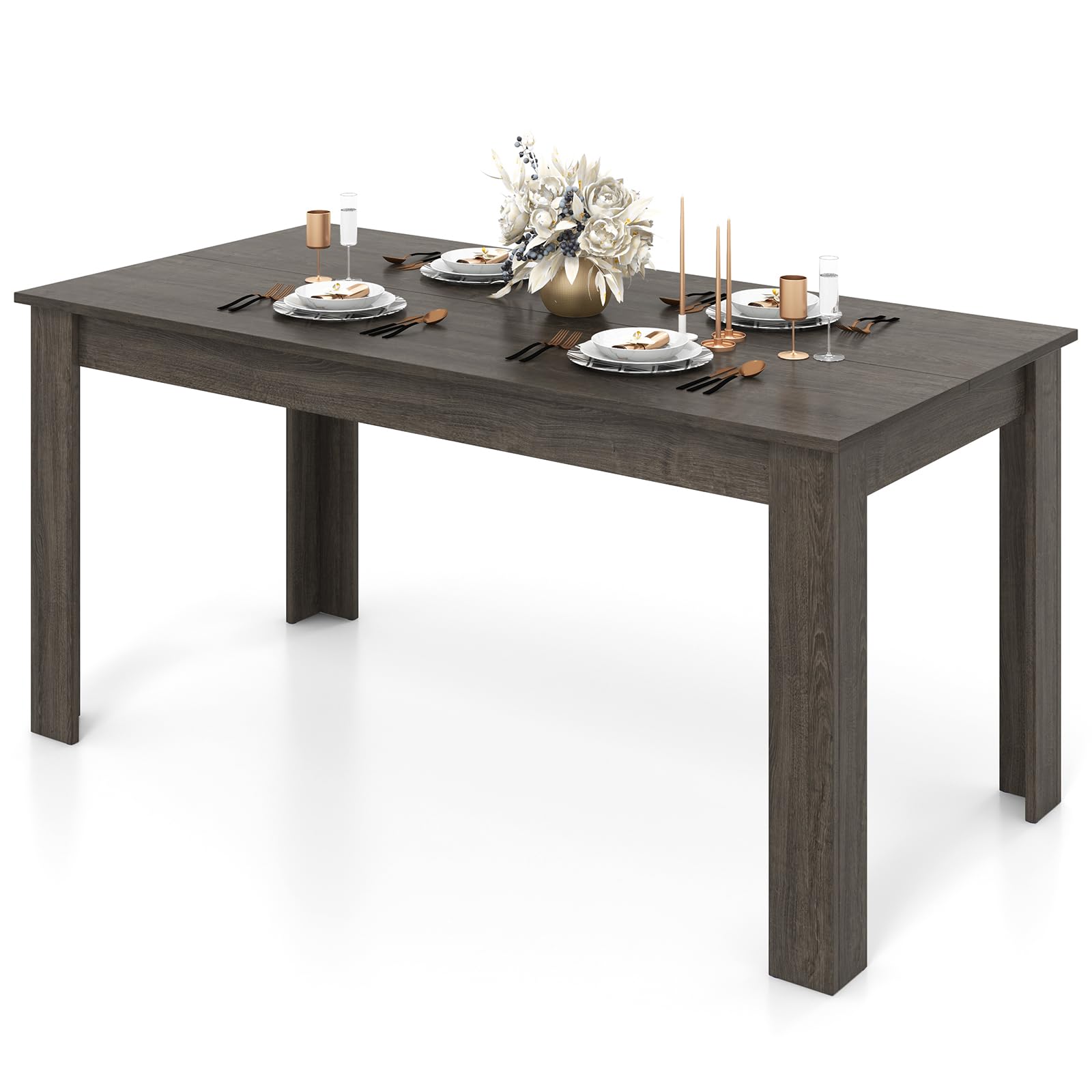 Black Dining Table for 6, Wood Rectangular Table, 63" L x 31.5" W x 30" H Large Farmhouse Center Table