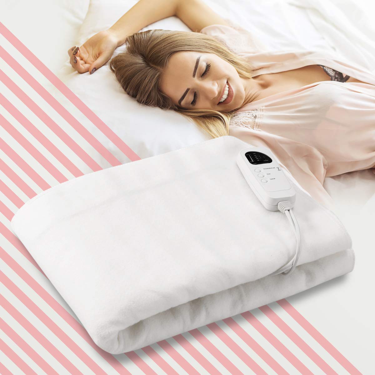 Smart Electric Heated Mattress Pad, Heating Bed Topper Blankets w/ Low-Voltage,Fast Heating