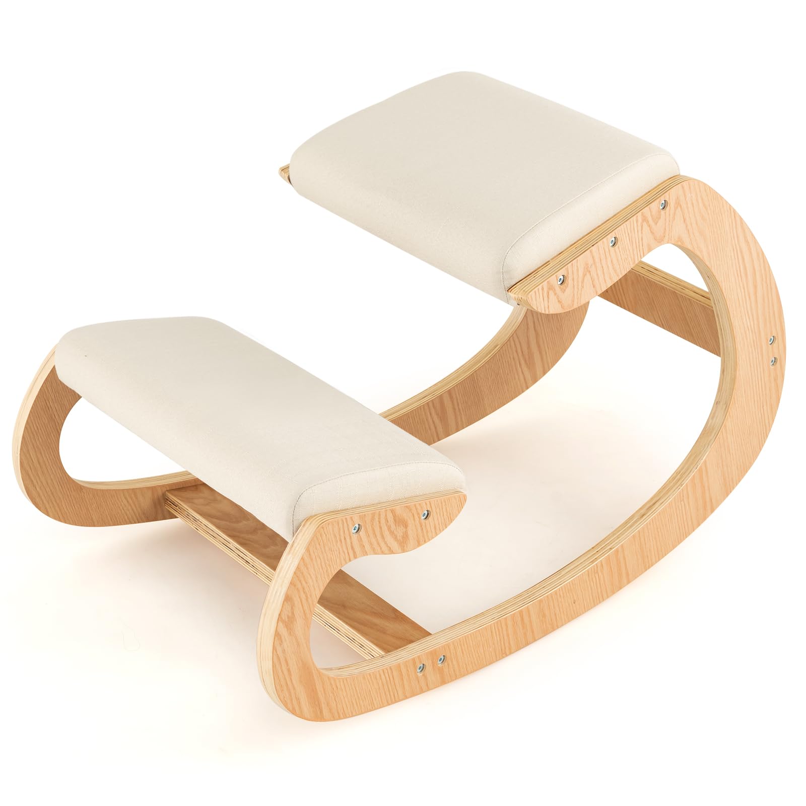 Ergonomic Kneeling Chair, Posture Chair for Desk with Cushion, Solid Wood Frame