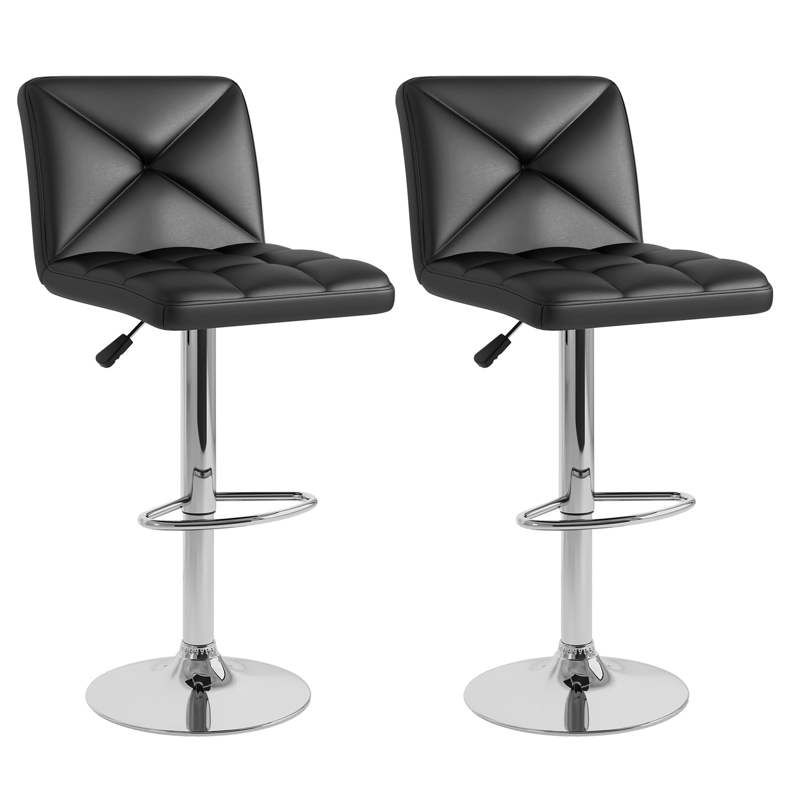Bar Stools Set of 2/4, Modern PU Leather Swivel Counter Height Bar Stools with Back, Heavy-Duty Metal Base & Footrest