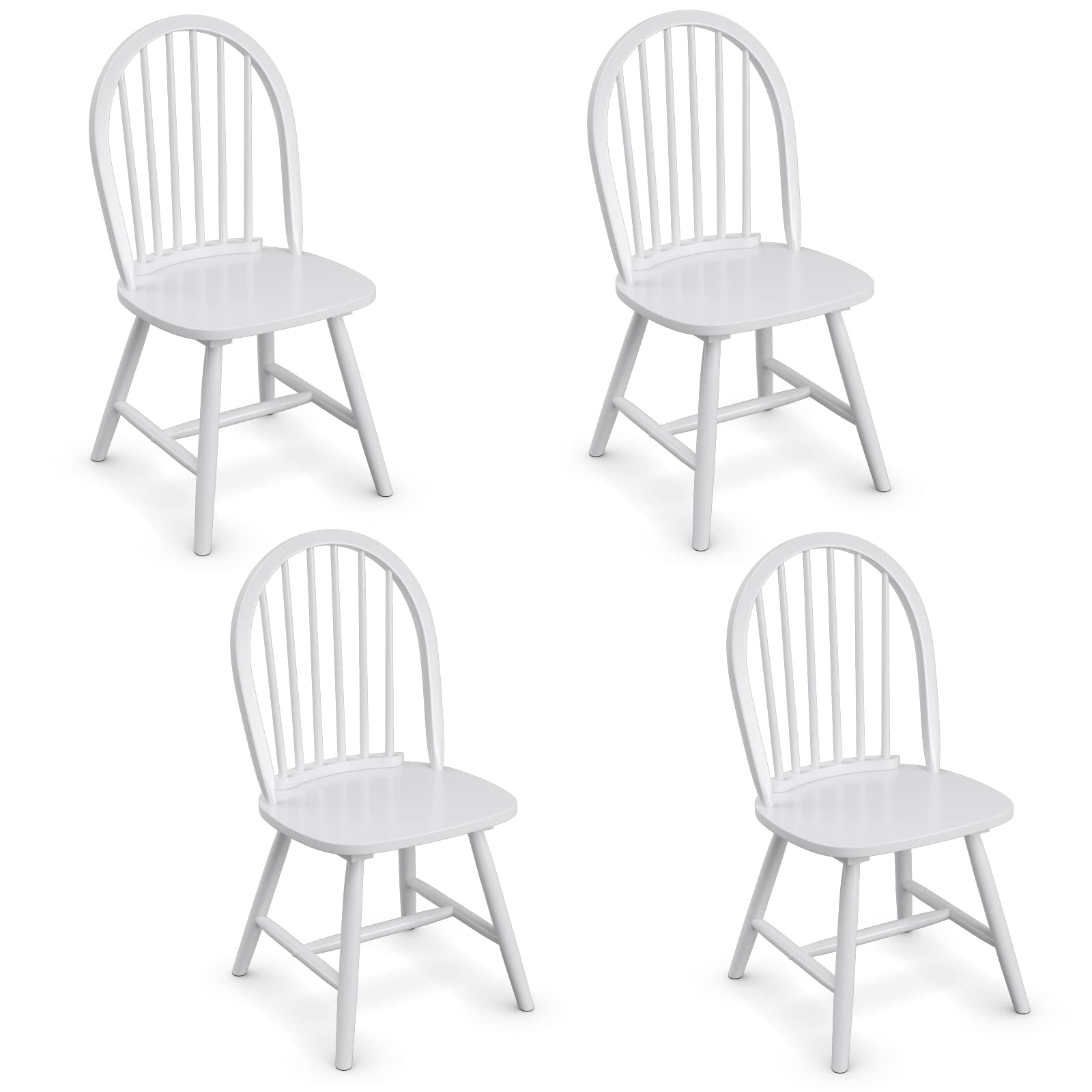 Set of 2/4 Wood Dining Chairs, French Country Armless Spindle Back Dining Chairs