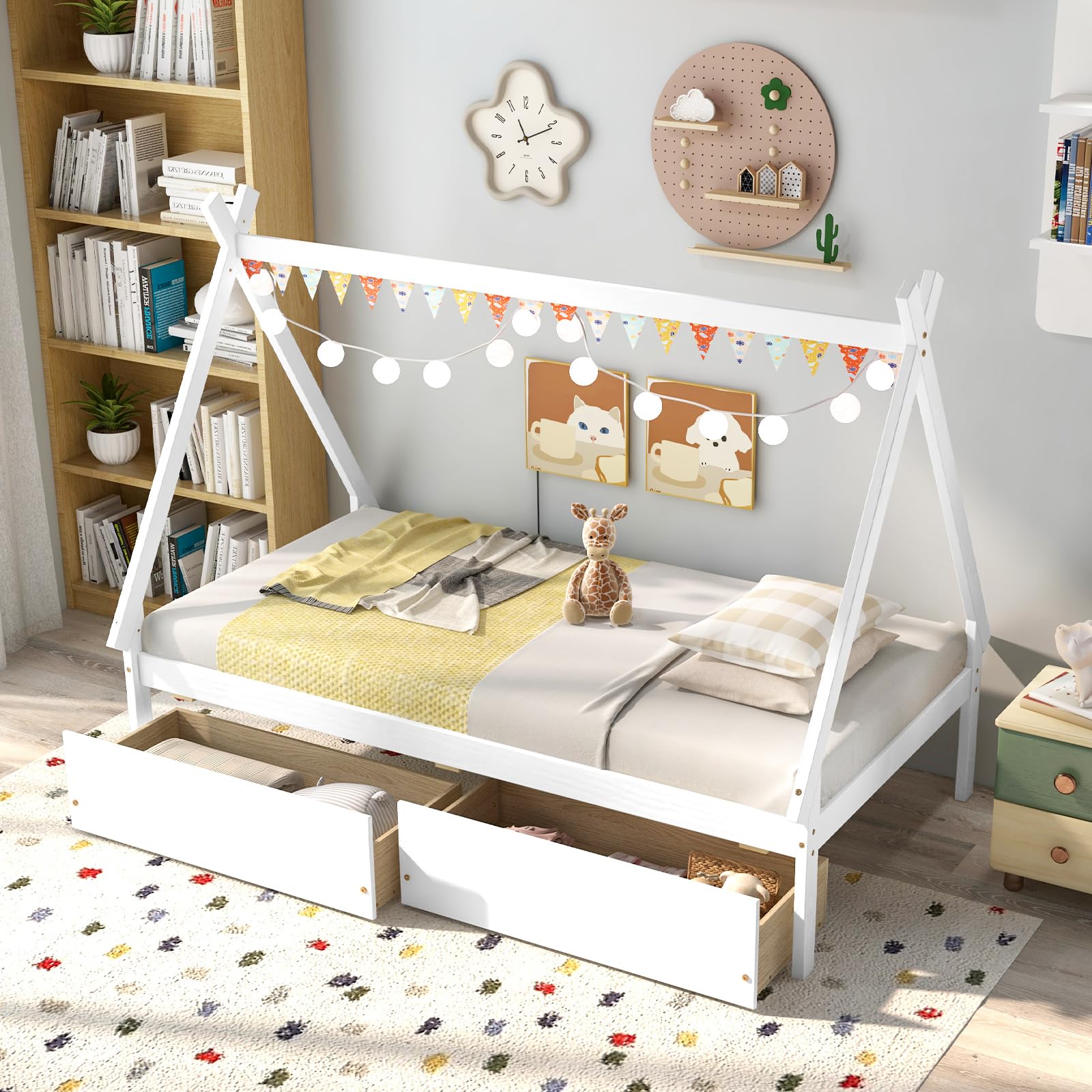 Twin Size House Bed with 2 Storage Drawers