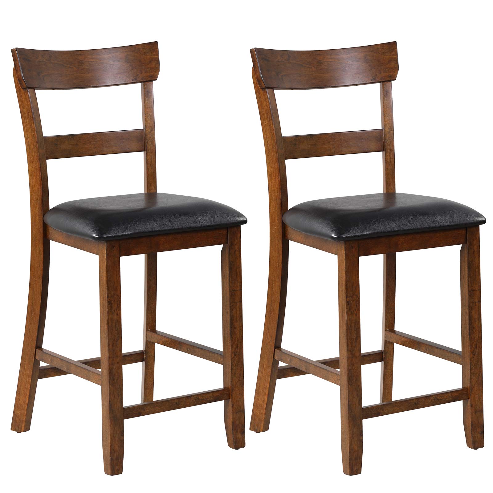 Bar Stools Set of 2/4, 25.5-Inch Counter Height Chair with Backrest, Foam-Padded Cushion, Rubber Wood Legs