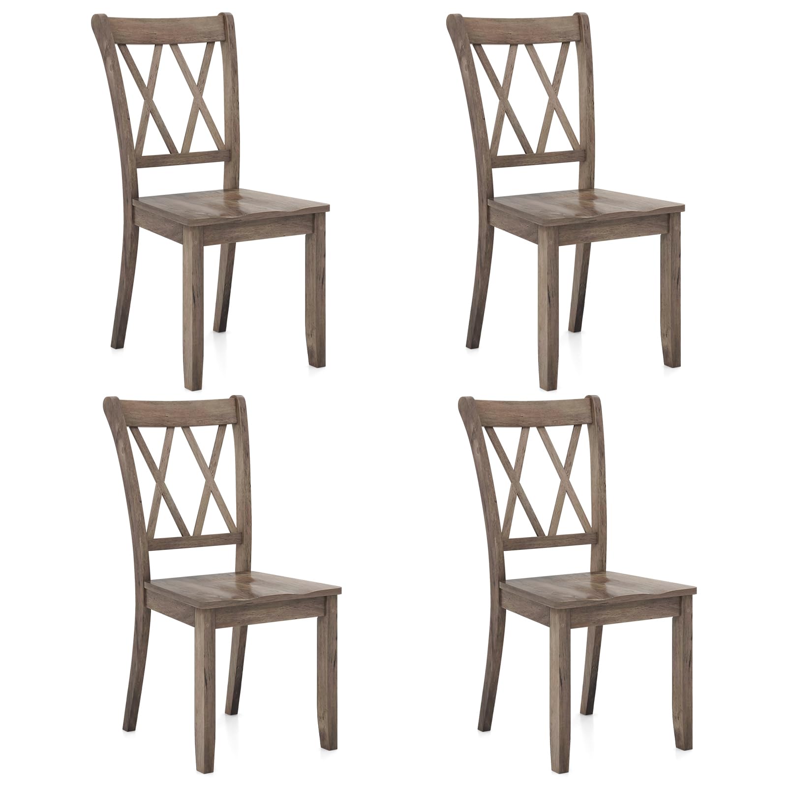 Set of 2/4 Dining Chairs, Rubber Wood Dining Room Chair, Farmhouse Dining Side Chairs