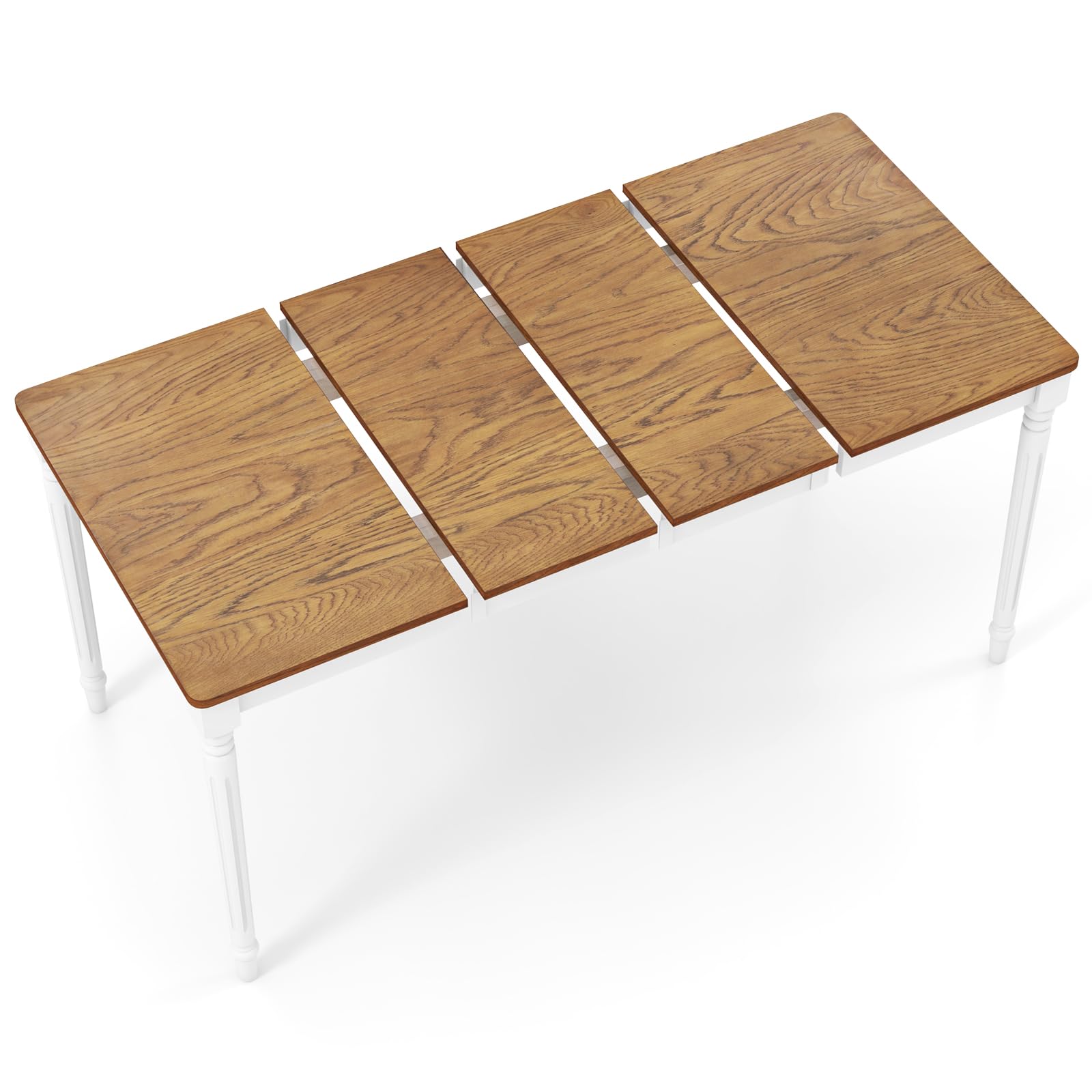 Extendable Dining Table for 4-8 People, Large Folding Kitchen Table with Rubber Wood Legs