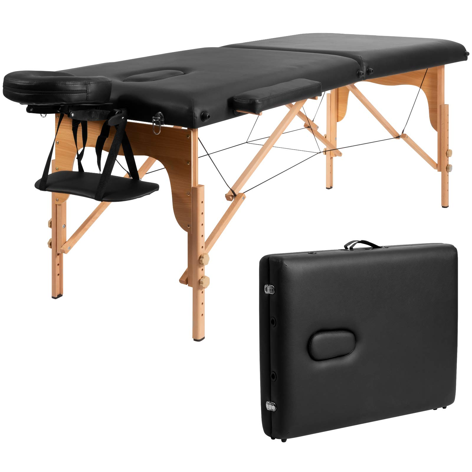 Portable Massage Bed Height Adjustable with Carry Case & Face Cradle