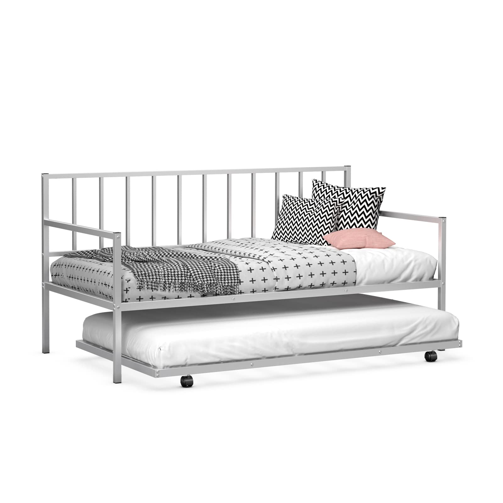 Metal Twin Size Daybed with Trundle