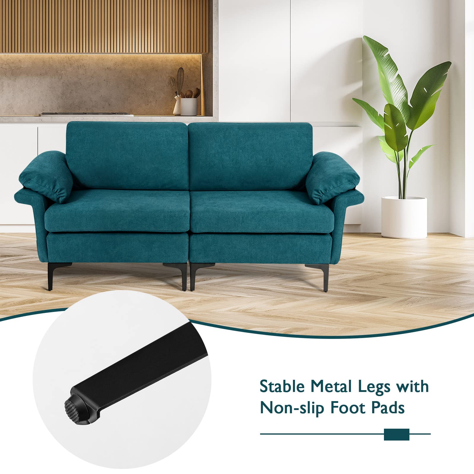 72.5" Loveseat Sofa Couch, Modern Love Seat with Removable Armrest Pillows