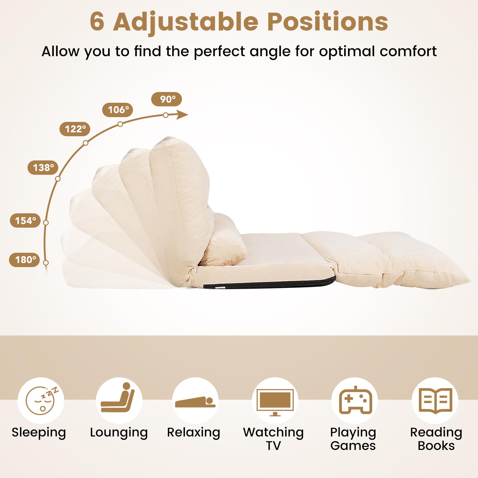 Foldable Floor Lazy Sofa with 2 Pillows