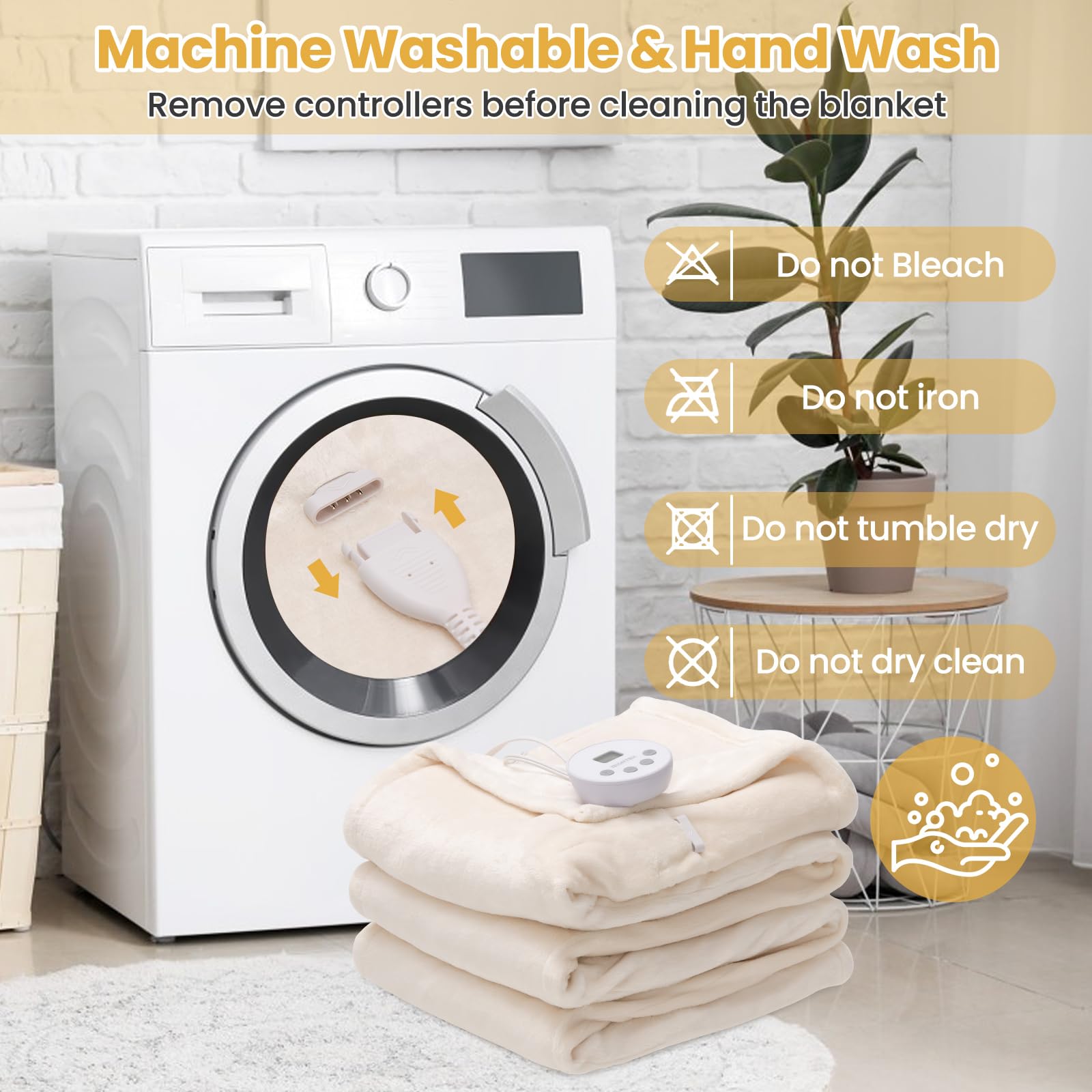 Heated Blanket Electric Blanket Twin Size 84&rsquo;&rsquo; x 62&rsquo;&rsquo; Heating Blanket with 10 Heating Levels & 12 Hour Selectable Auto Shut-Off