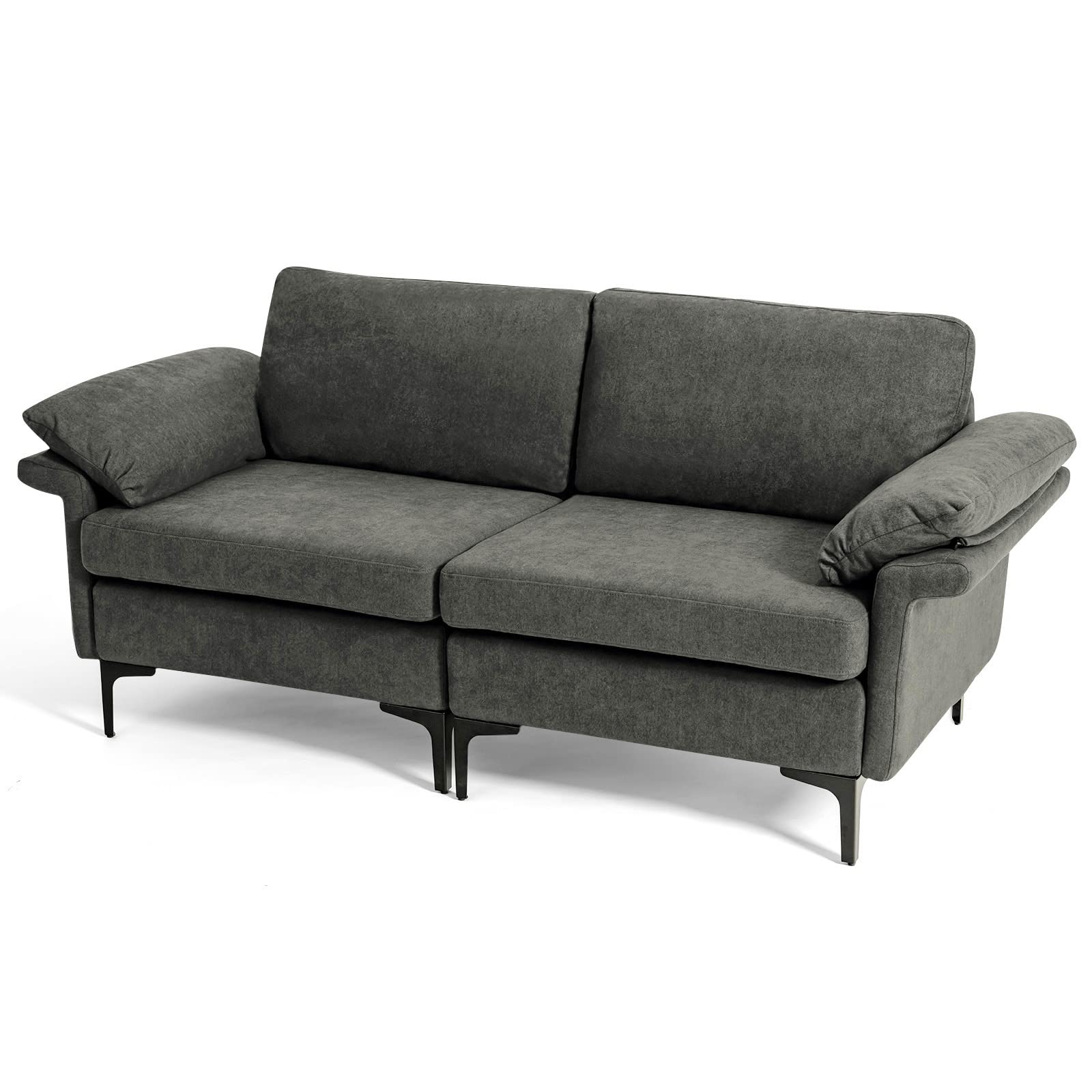 72.5" Loveseat Sofa Couch, Modern Love Seat with Removable Armrest Pillows