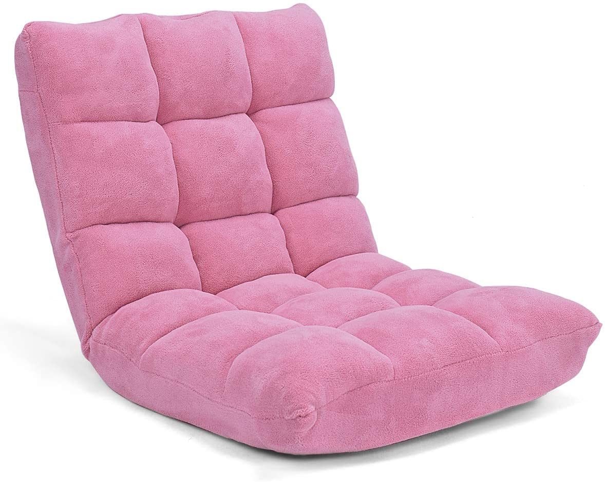 Floor Chair with Back Support, Folding Sofa Chair with 14 Adjustable Position
