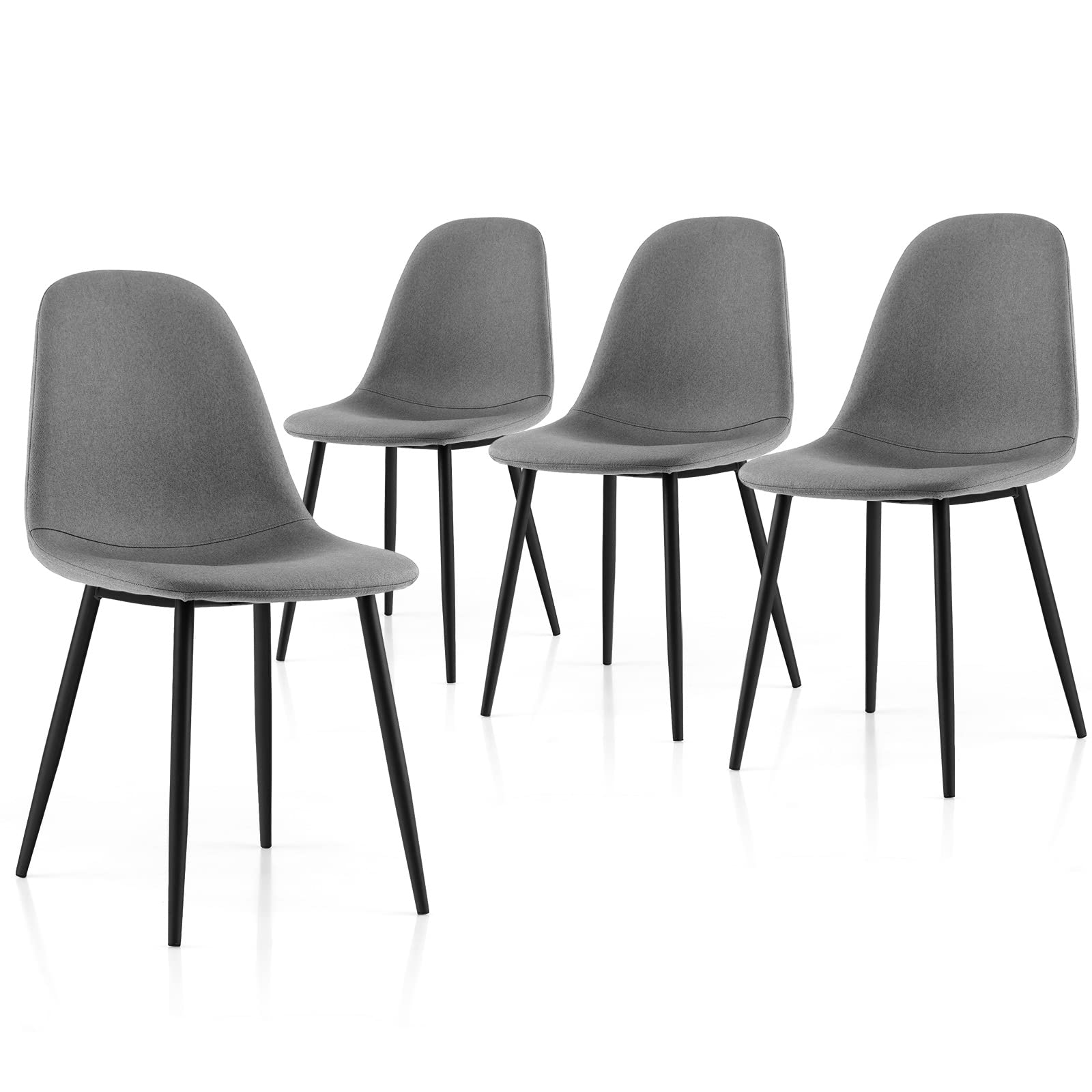 Modern Dining Chairs Set of 4 - Classic Comfy Upholstered 17&rdquo; High Backrest Linen Dining Room Chairs