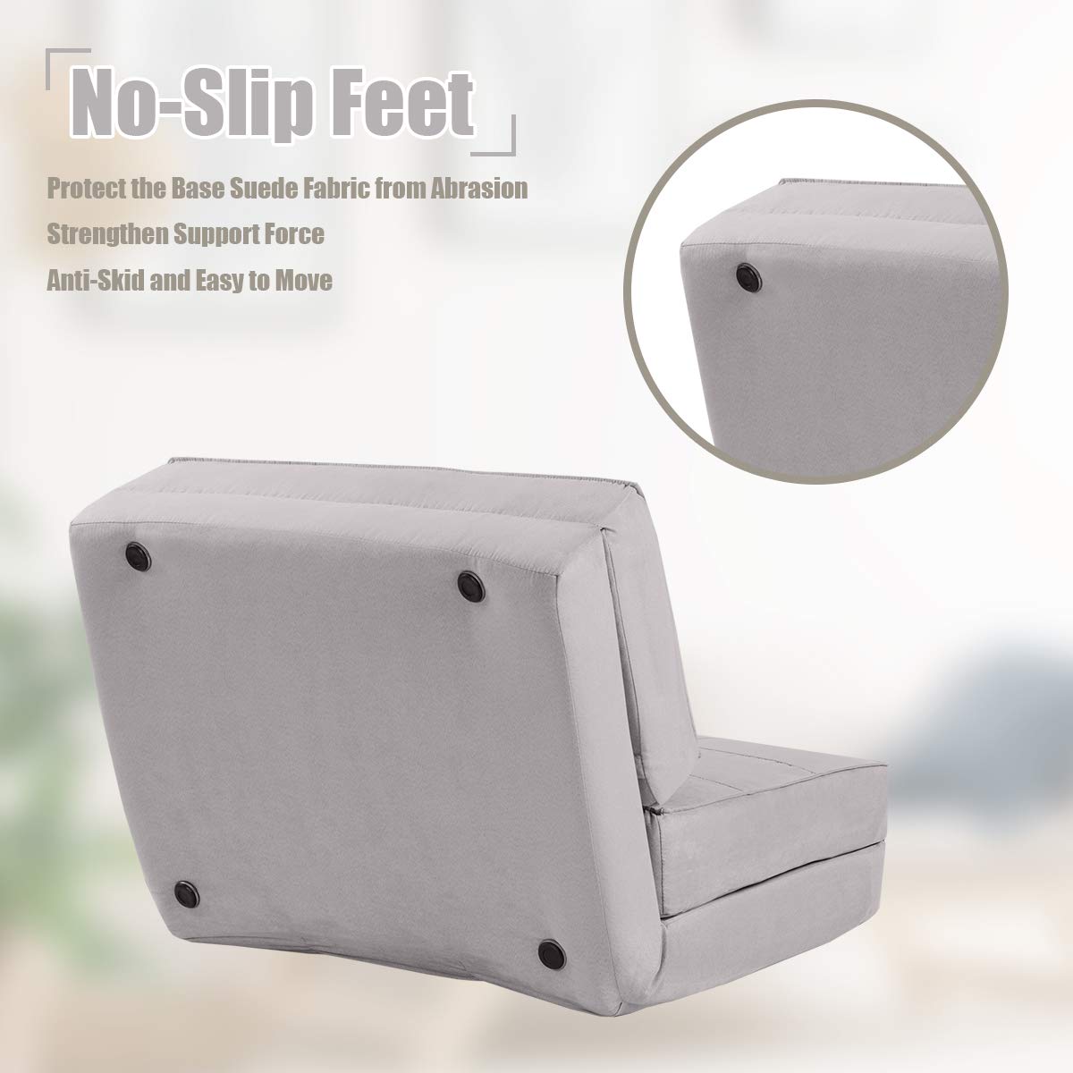 5-Position Adjustable Convertible Flip Chair, Sleeper Dorm Game Bed Couch Lounger Sofa Chair Mattress