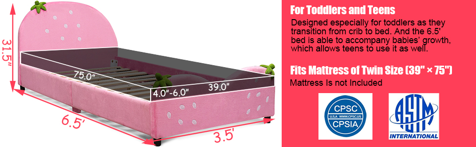 Kids Bed with Wood Frame