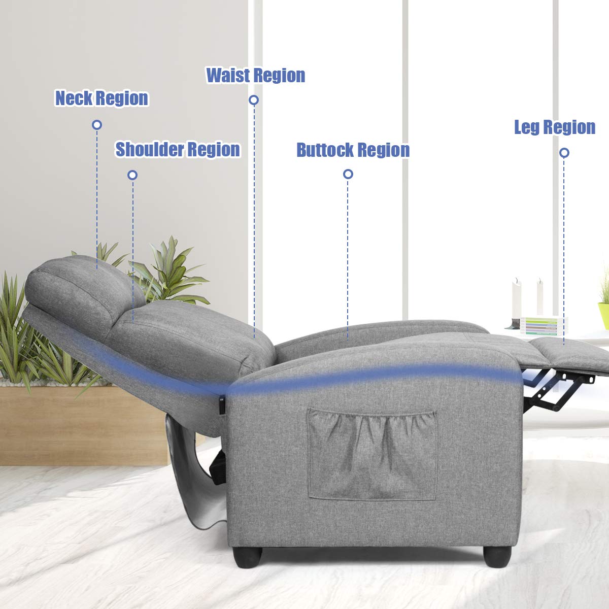Recliner Chair for Living Room, Recliner Sofa Wingback Chair w/Massage Function