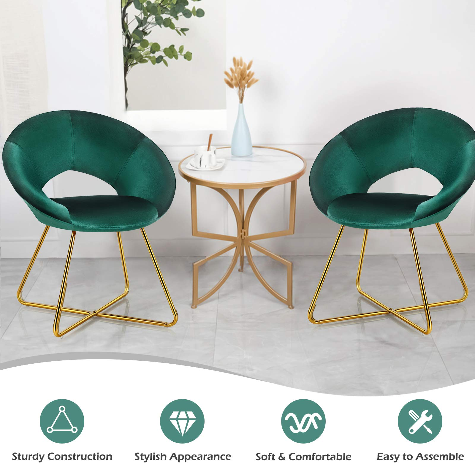 Modern Comfy Cute Upholstered Vanity Desk Chair w/Metal Legs