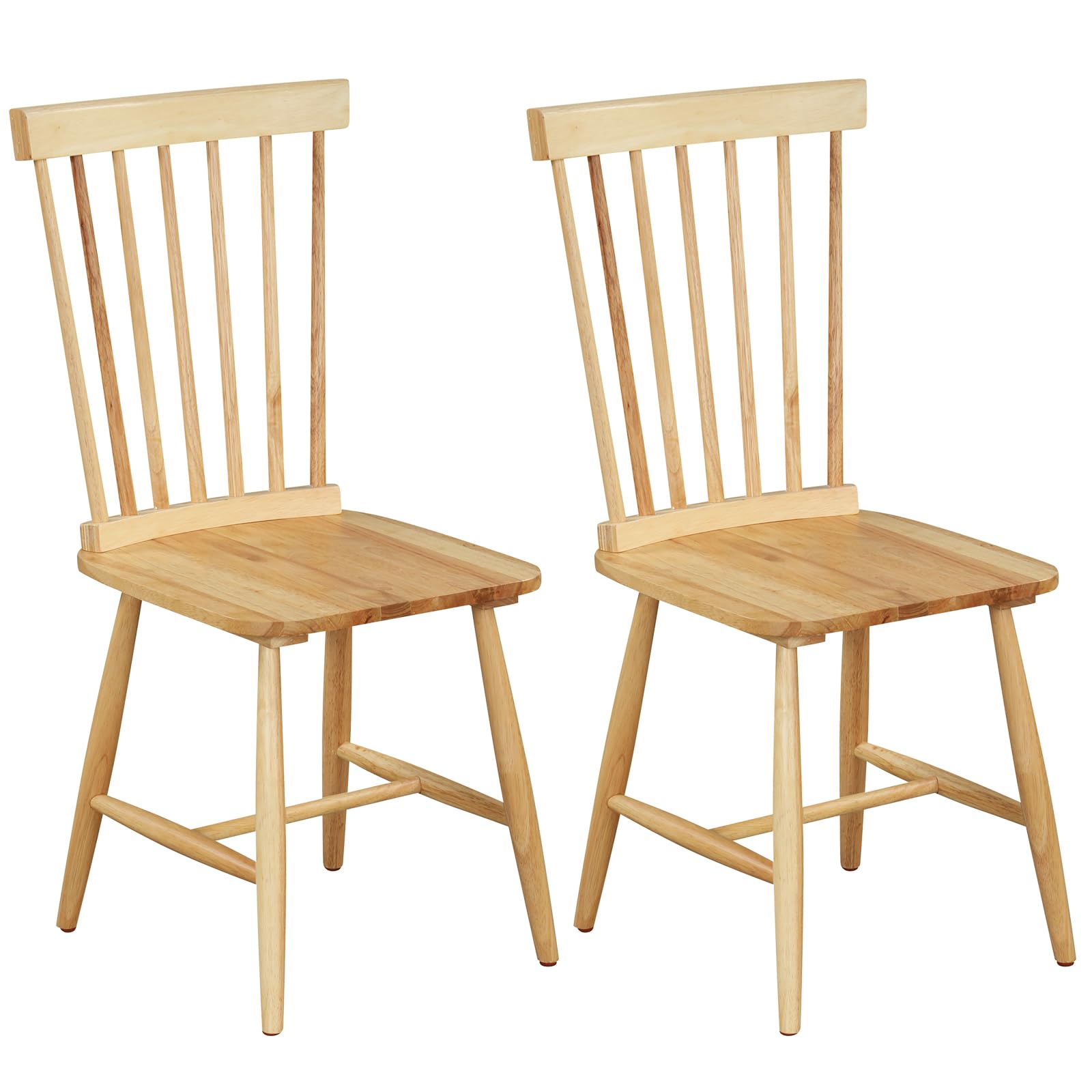 Wood Dining Chairs Set of 2/4, Solid Wood Windsor Dining Chair with Wide Seat