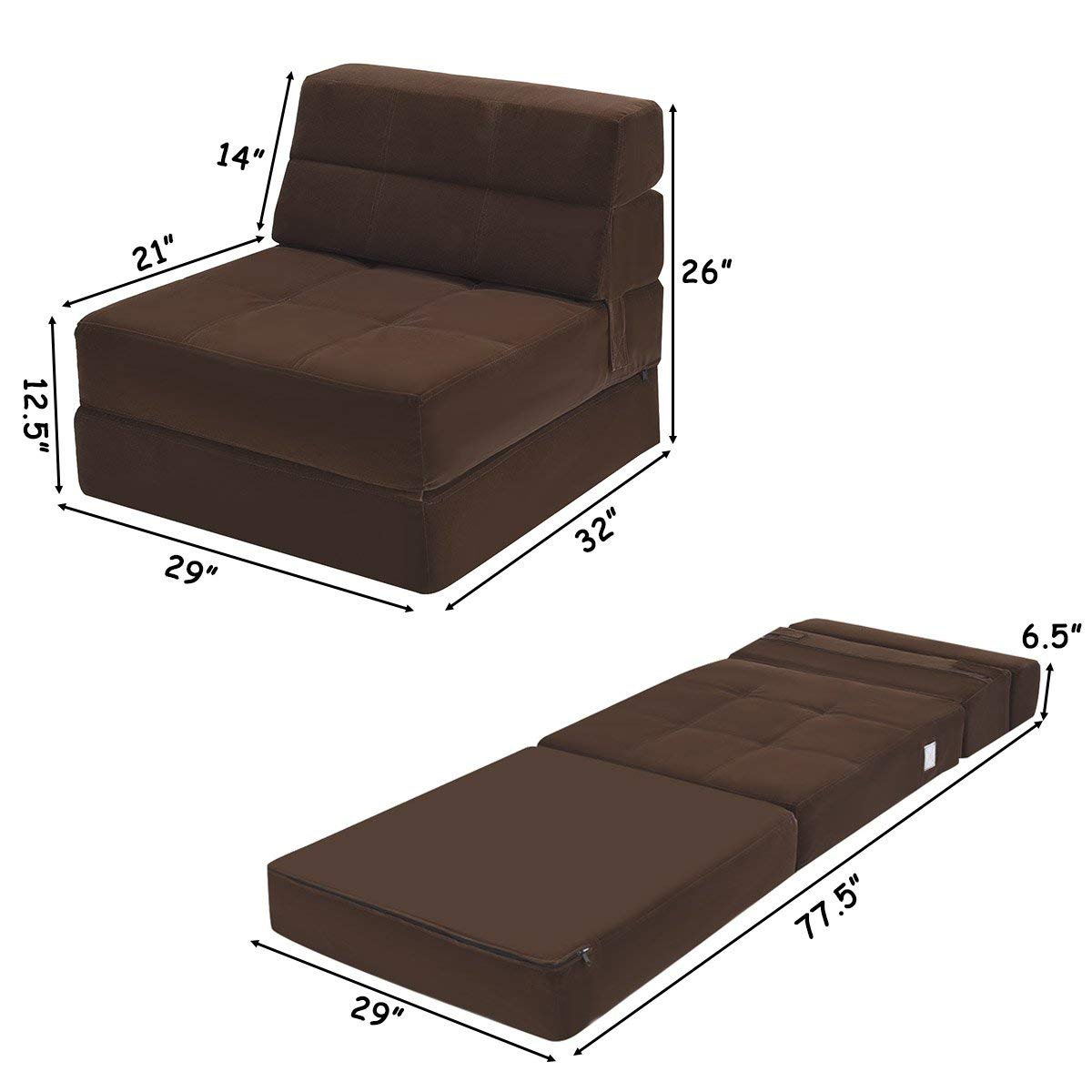 Convertible Sofa Bed, Floor Couch Sleeper, Folding Futon Guest Bed