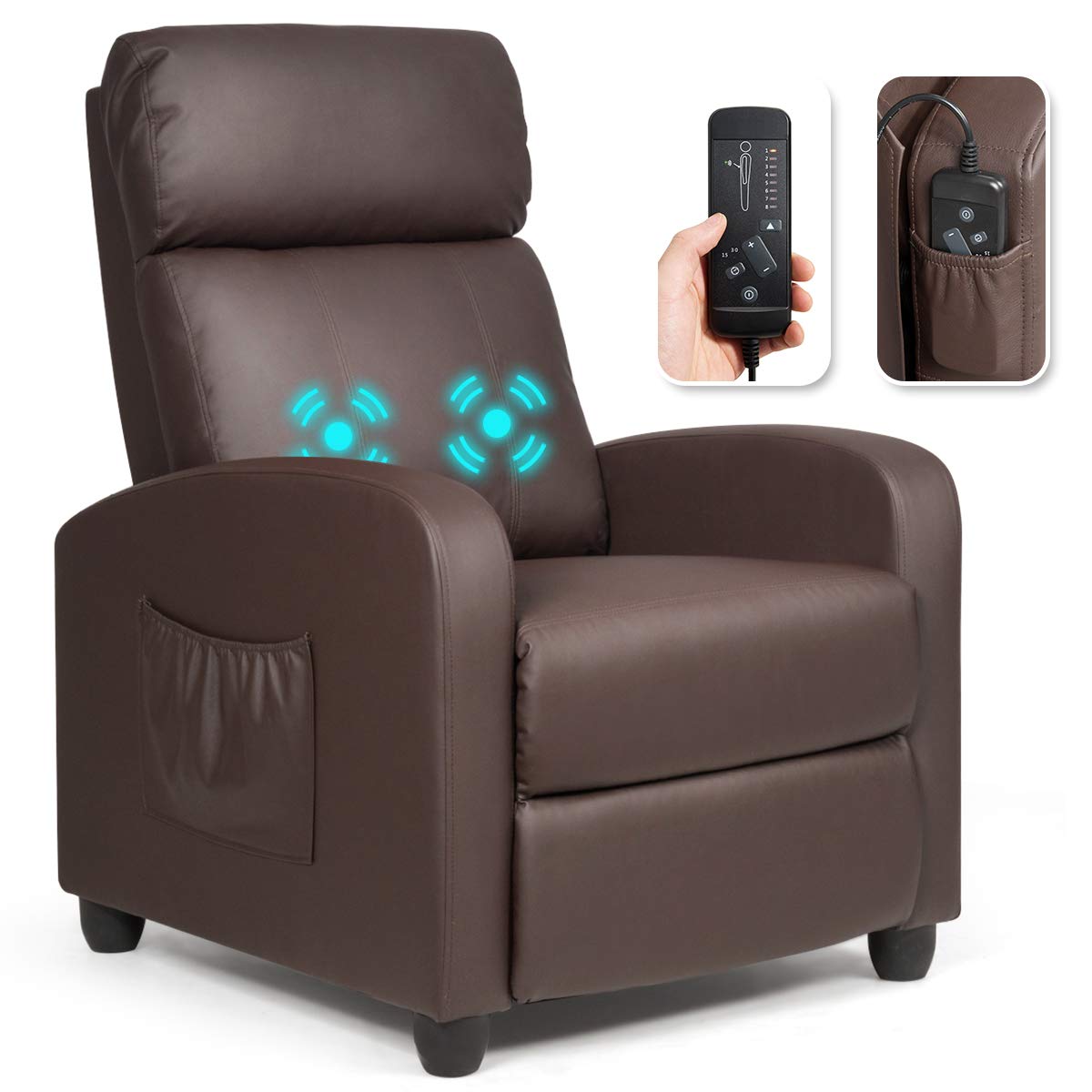 Recliner Chair for Living Room, Recliner Sofa Wingback Chair w/Massage Function