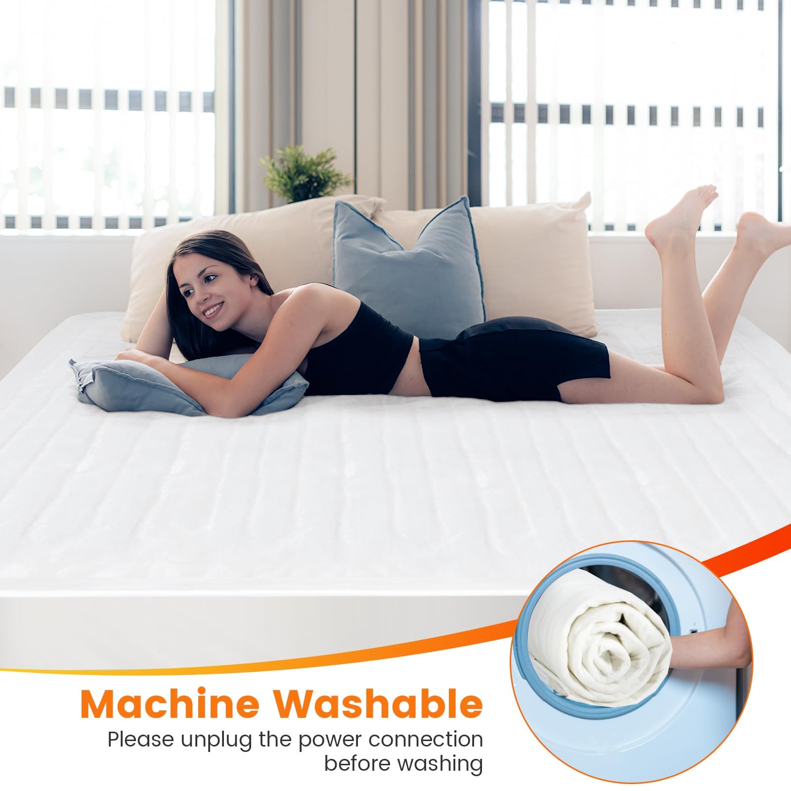 Heated Mattress Pad Twin, Single Electric Mattress Pad Bed Warmer with 8 Heat Settings & 10H Timer, Overheat Protection, Machine Washable