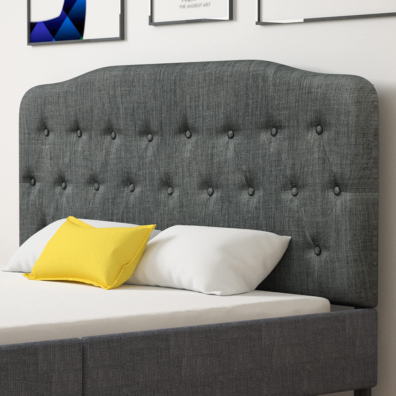Upholstered Headboard, Adjustable Height from 38" to 53" Platform