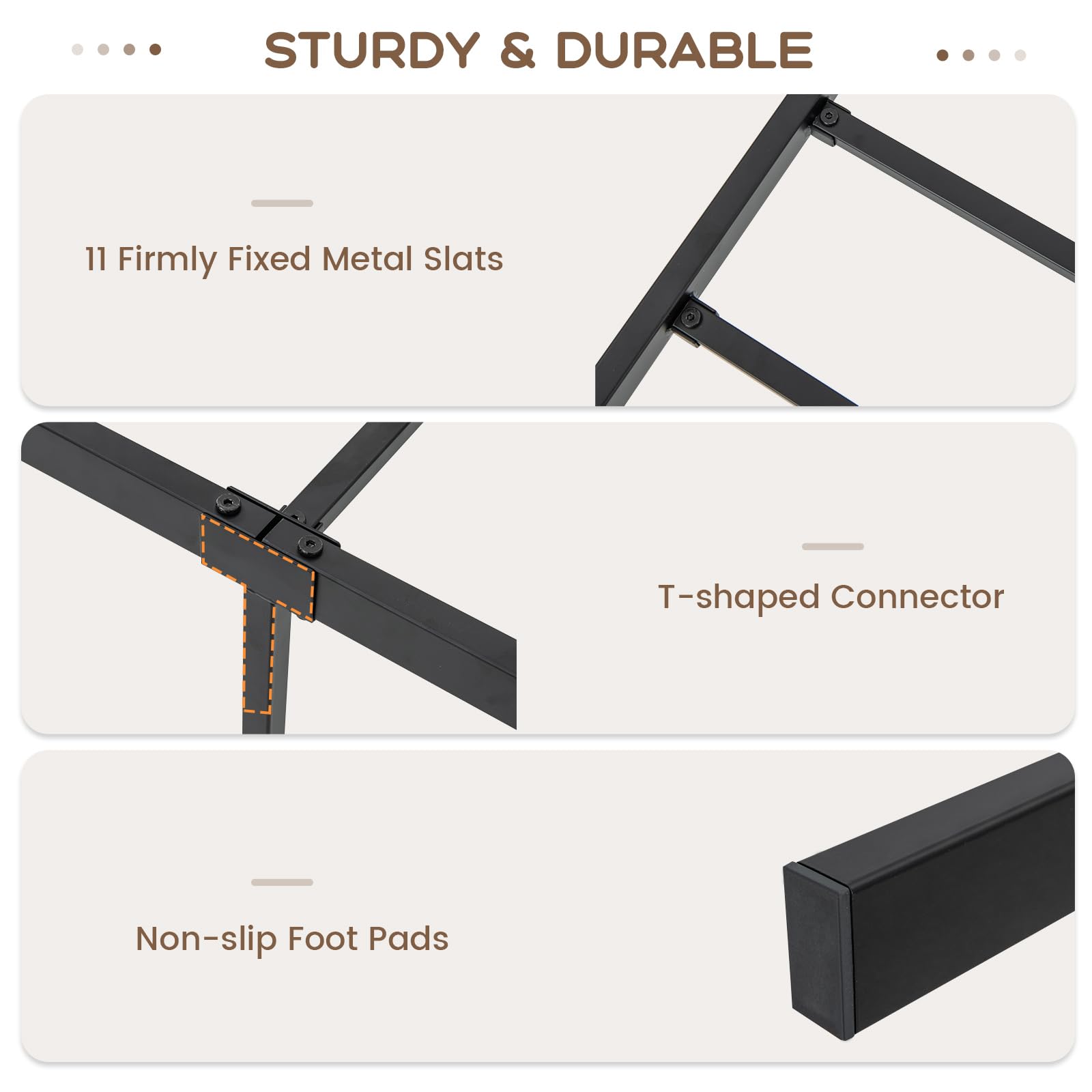 14-Inch Twin Size Metal Platform Bed Frame, Heavy-Duty Metal Bed Base