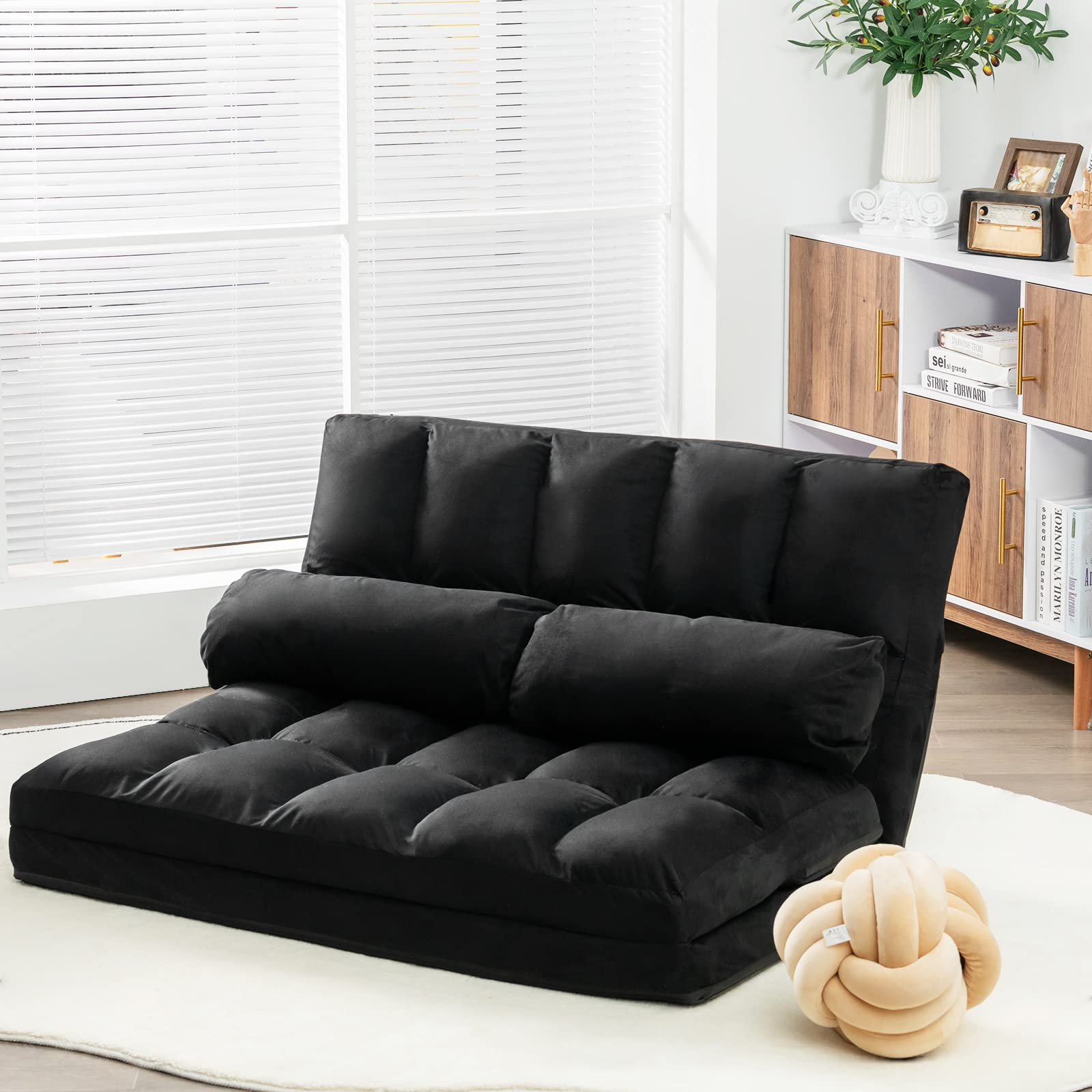 Various Colours Available 6-Position Adjustable Floor Sofa with 2 Pillows