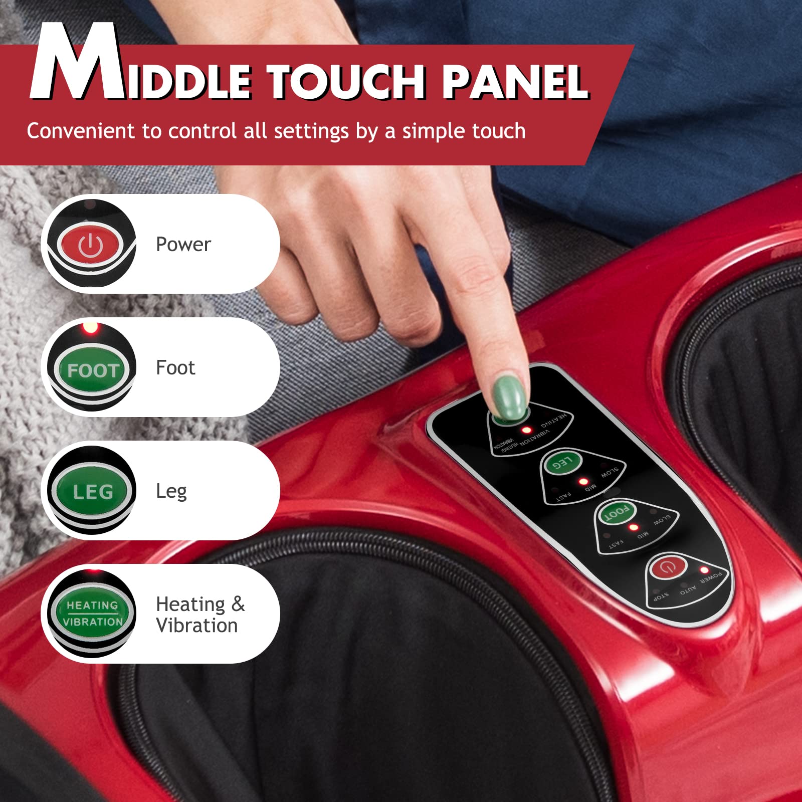 Foot and Calf Massager, Shiatsu Foot Massager Machine w/Heating, Kneading, Vibration, Rolling, Adjustable Speed & Tilt Base