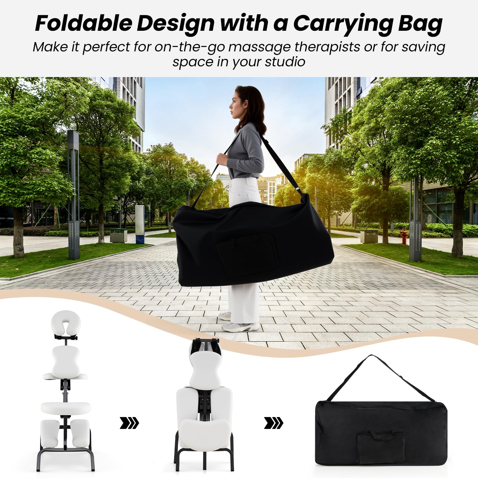 Portable Light Weight Massage Chair, Travel Massage Tattoo Spa Chair w/Carrying Bag