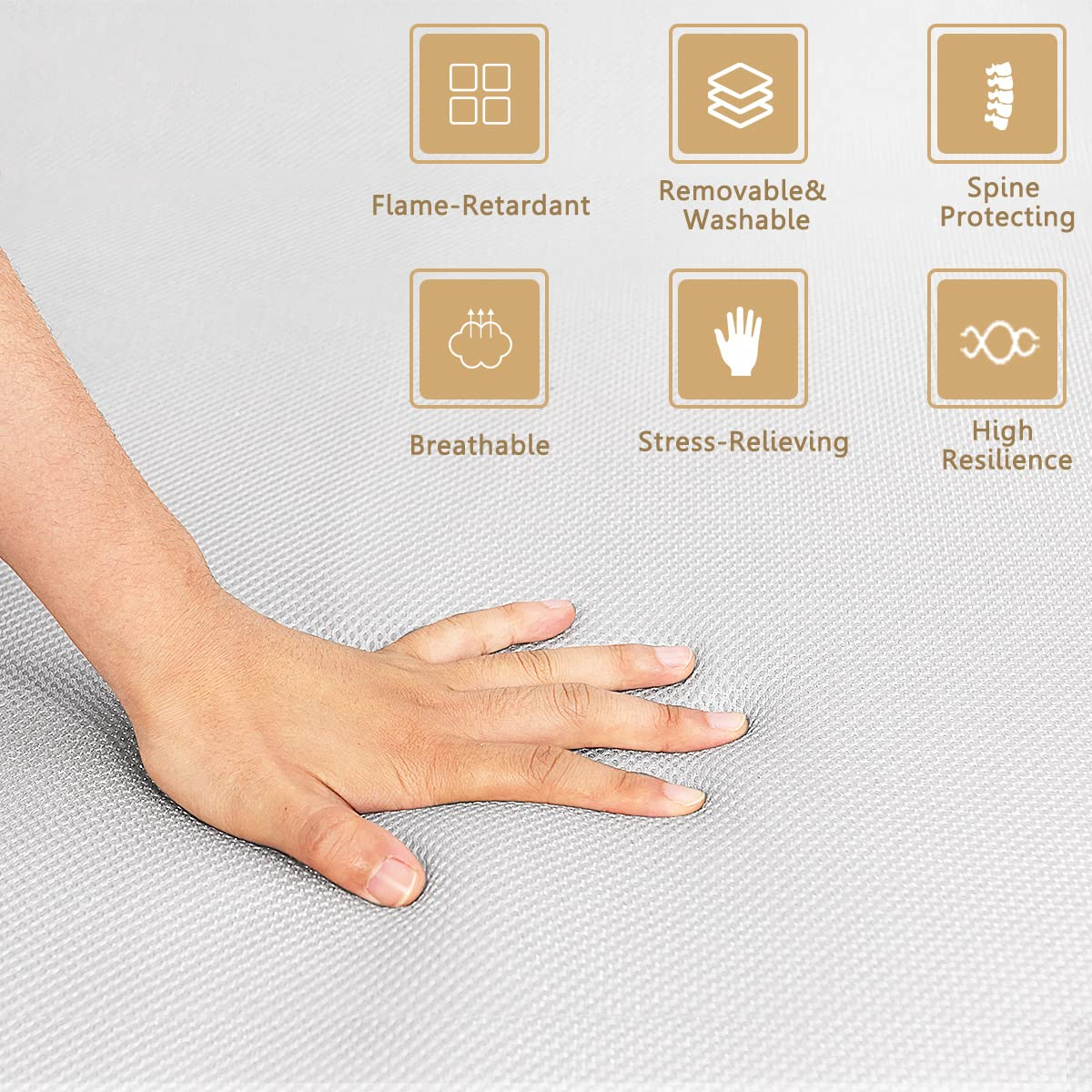 4 Inch Tri Folding Mattress, Foam Mattress with Carrying Handles and Removable Washable Fabric