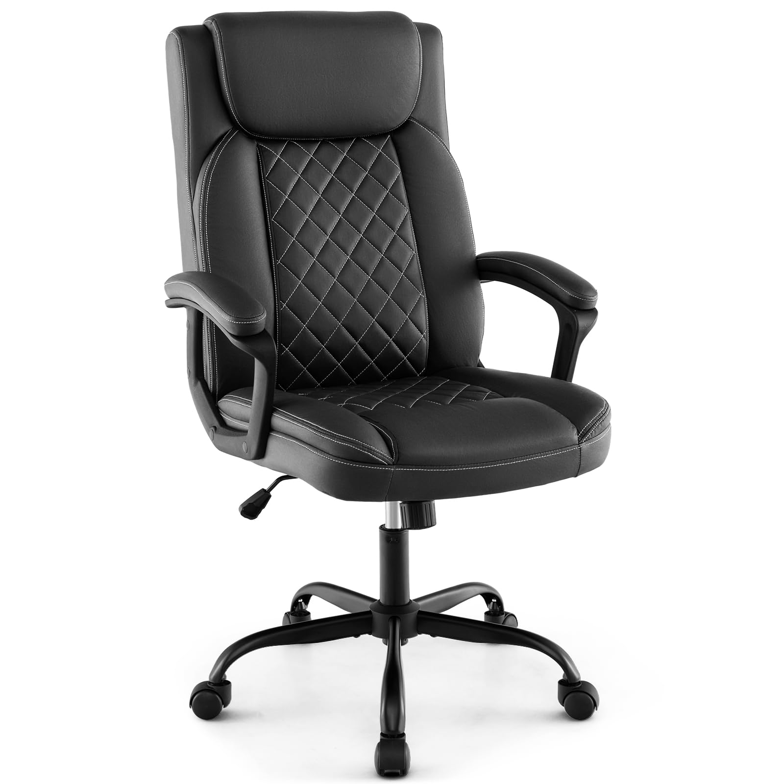 Executive Office Chair, Leather Like Desk Chair with Thick Headrest Cushion & Padded Armrests