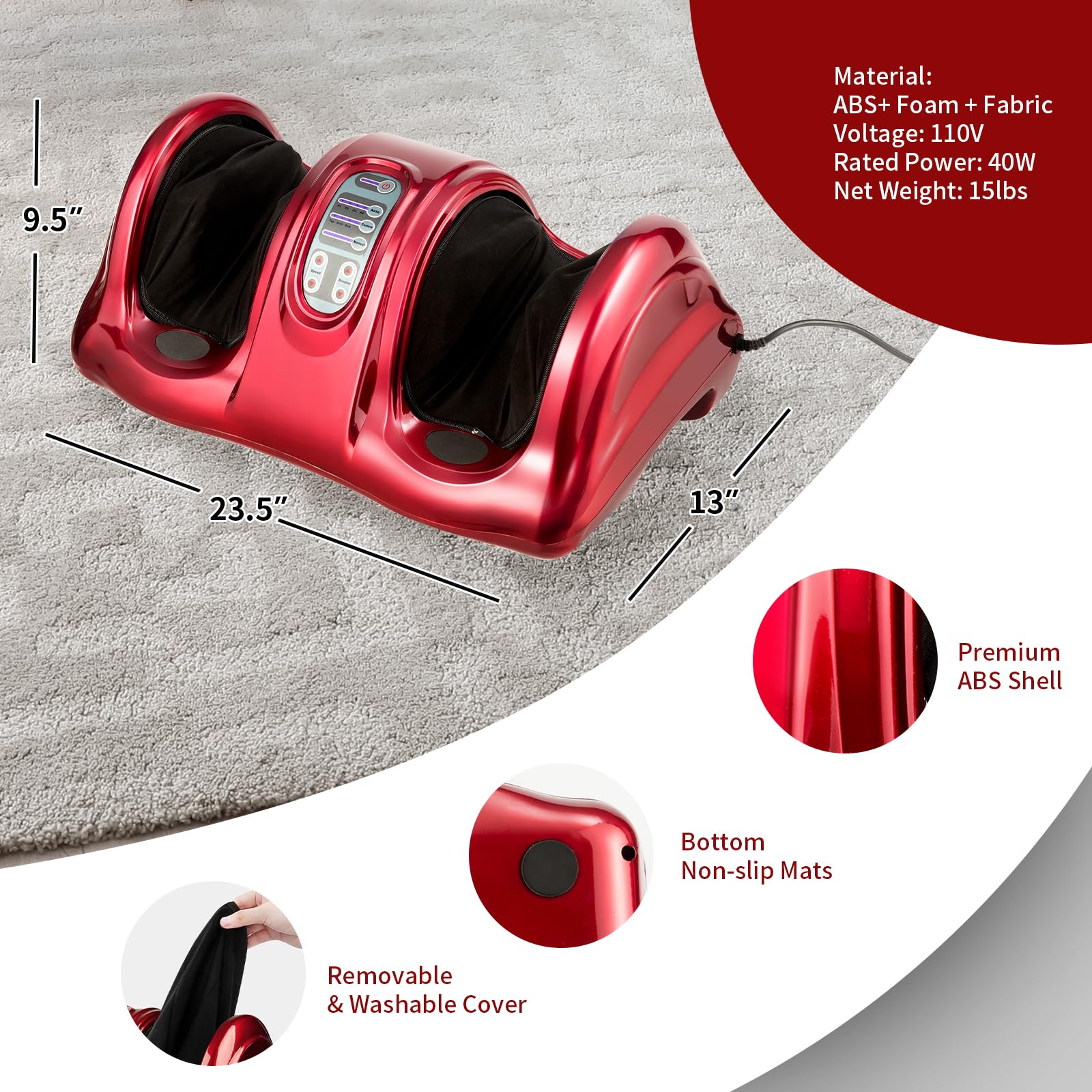 Electric Shiatsu Foot Massager with Remote and 4 Massage Modes