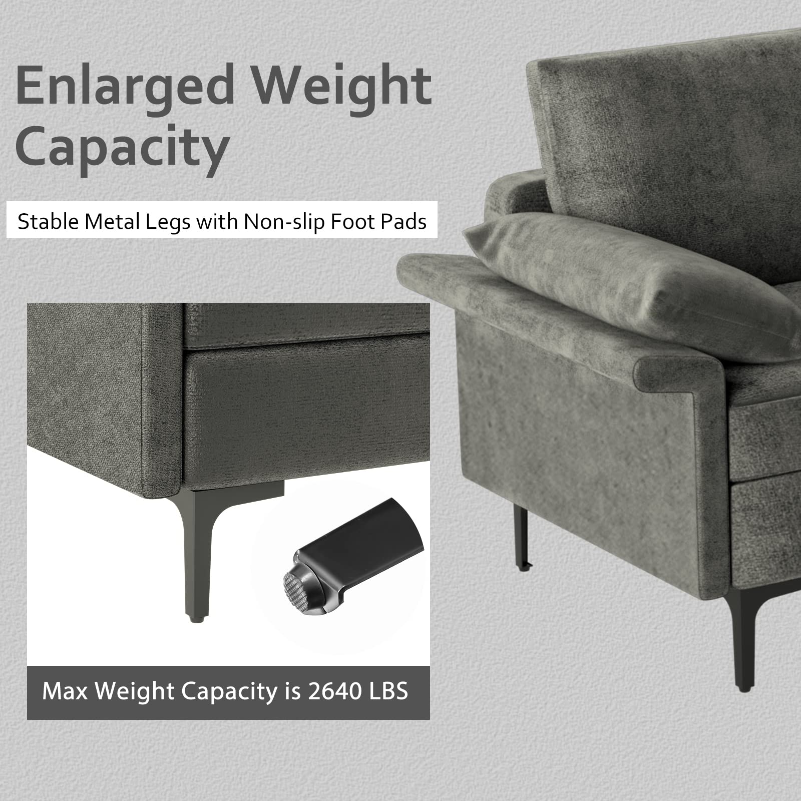 130.5 Inch Extra Large Convertible Sectional Sofa with Reversible Chaise Lounge, 3-Hole Outlets & 4 USB Ports