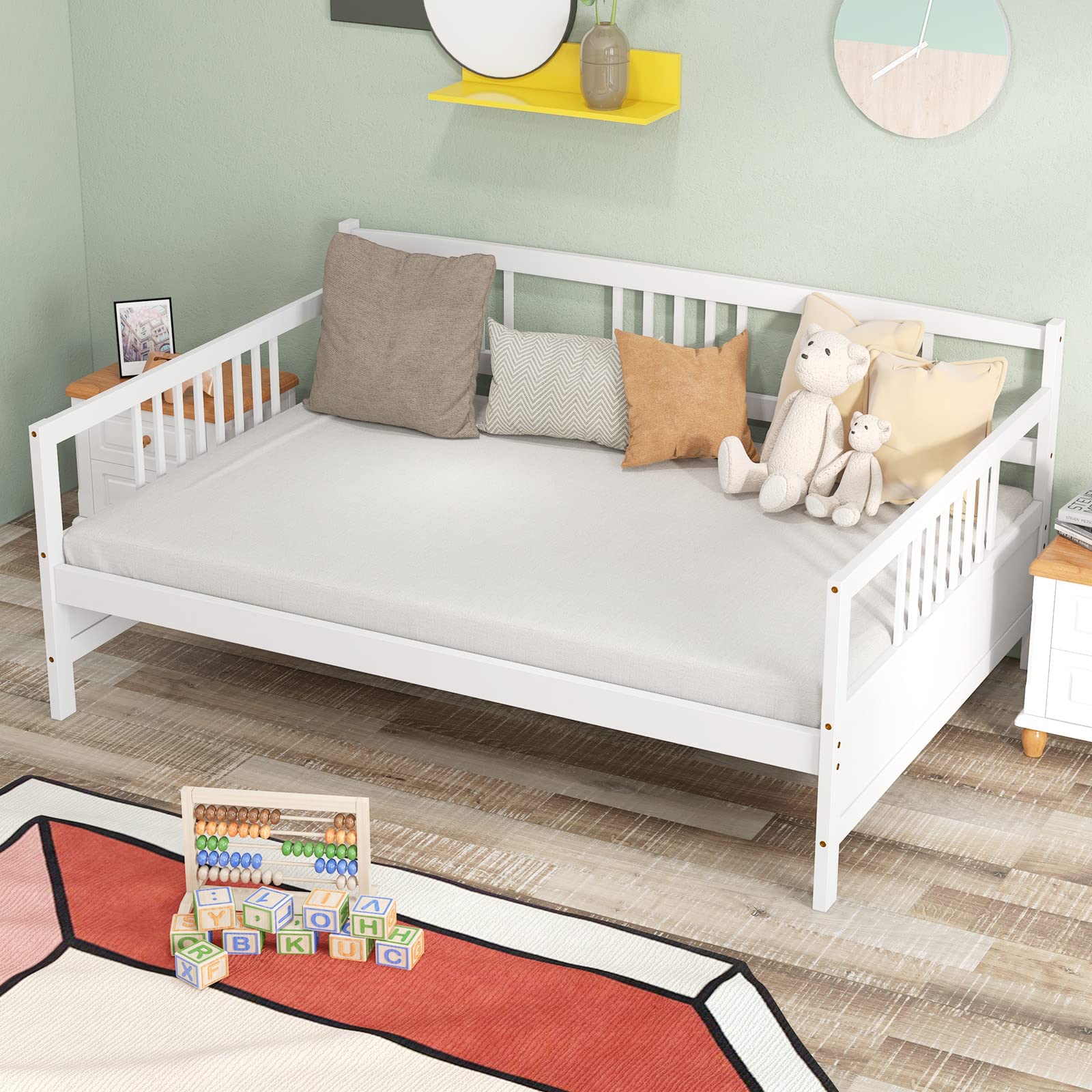 Full Size Wood Daybed with Wooden Slats Support