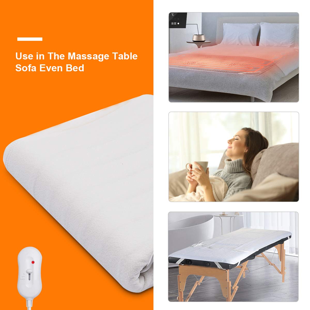 Spa Table Heating Pad with 3 Heat Settings, Auto Overheat Protection